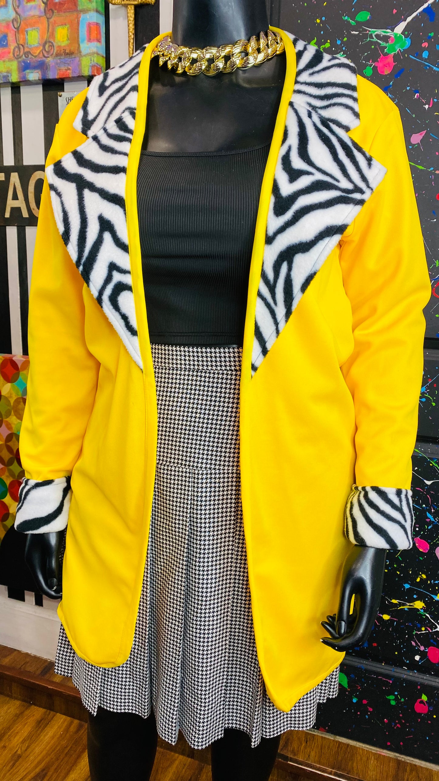 Yellow & Zebra Duster/Open Blazer (14)