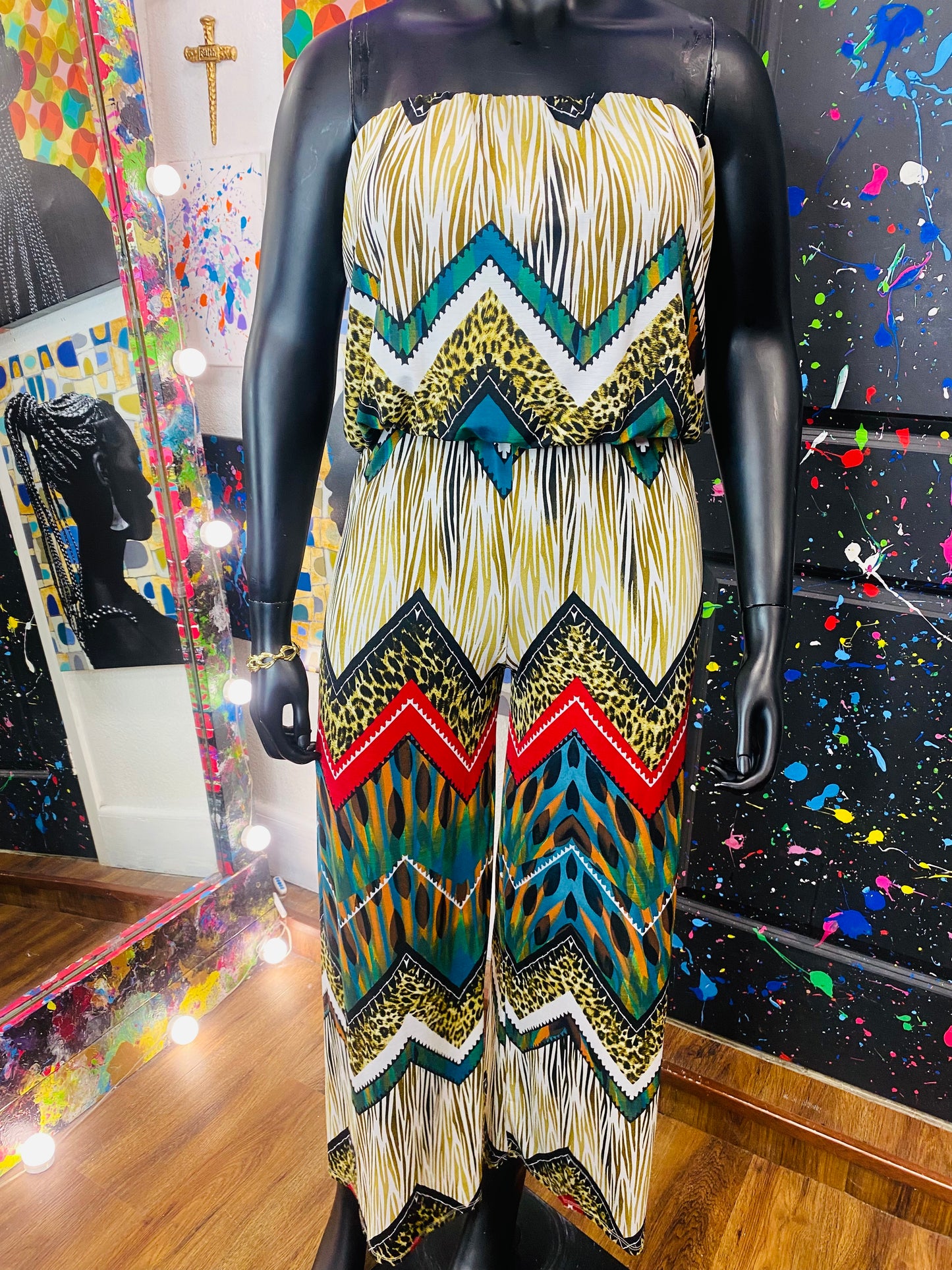 Vintage African Print Romper (Pants )