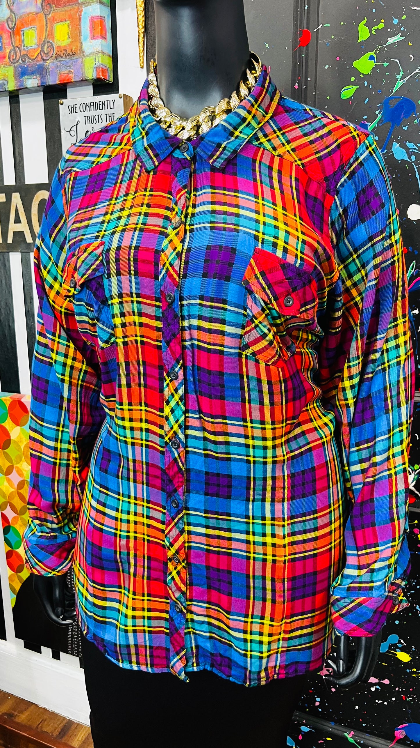 Torrid Rainbow Plaid Blouse (24)