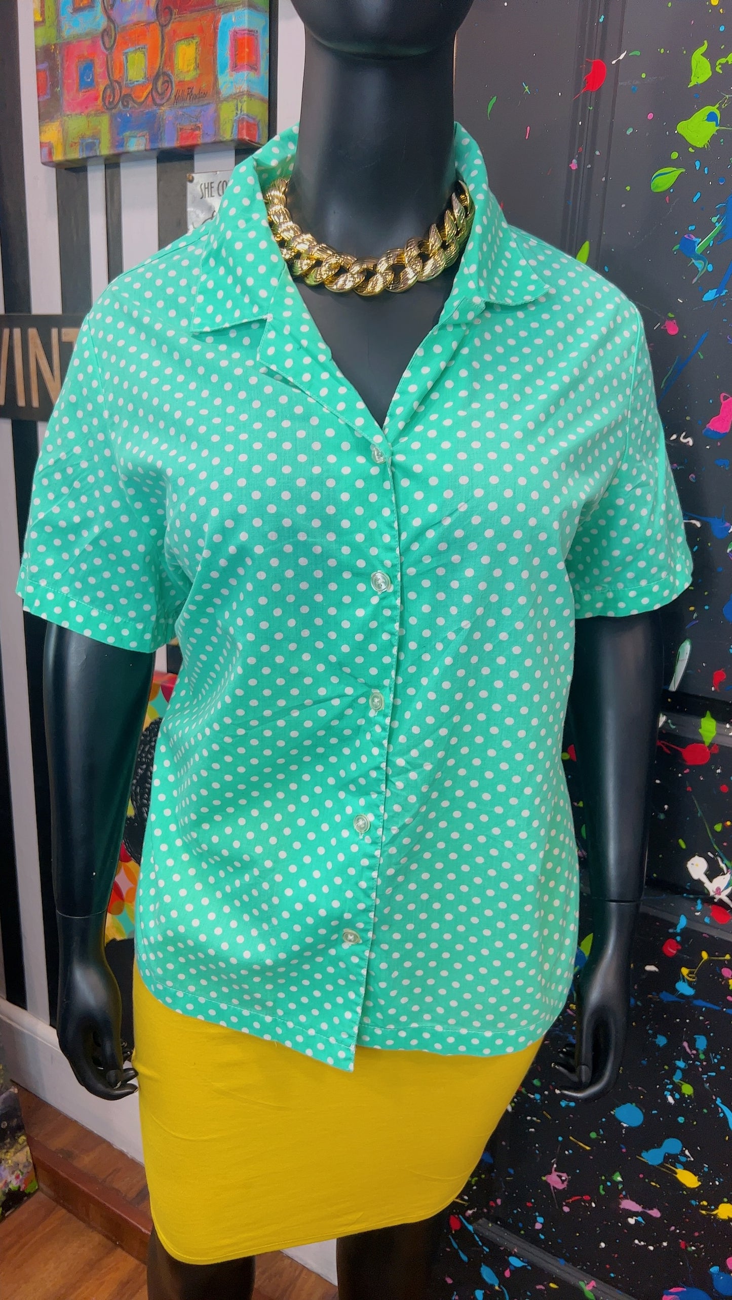 Vintage Cotton Polka Dot Blouse (24)