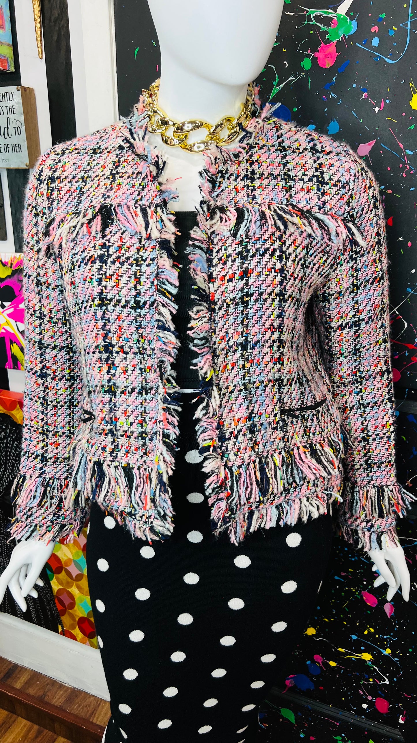 Tweed Multicolored Cropped Blazer (18)