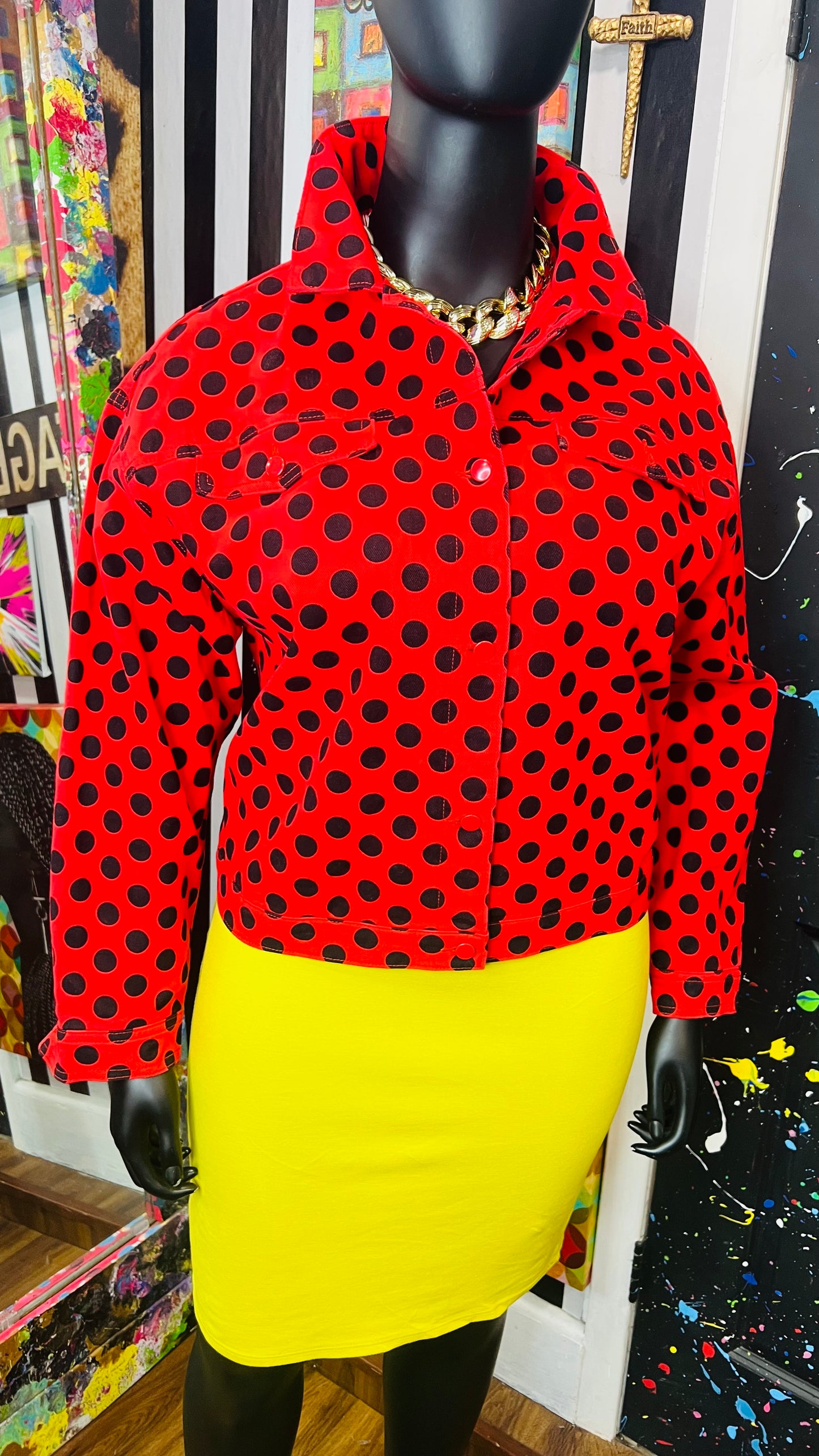 Minnie Mouse Denim Red & Black Polka Dot Jacket - New w/Tags (22)