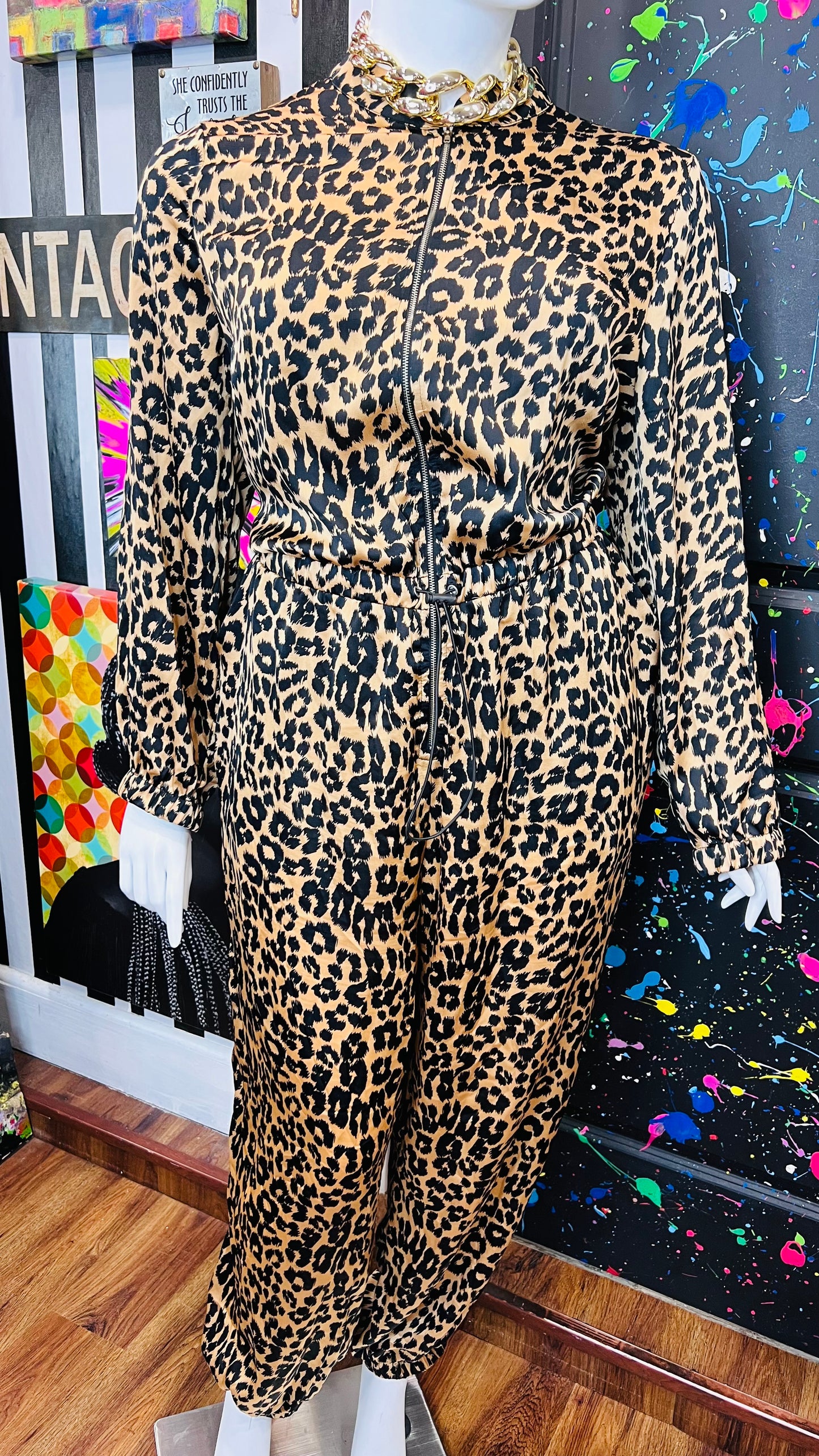 Leopard Print Satin Jumpsuit (20/22)