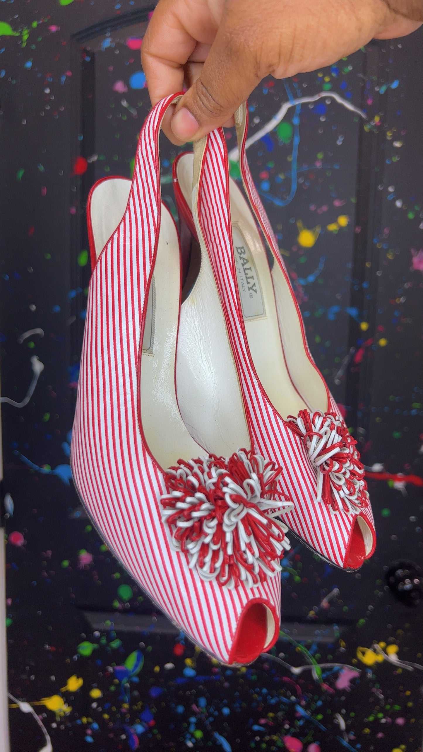 Vintage Red & White Striped Heels (10)