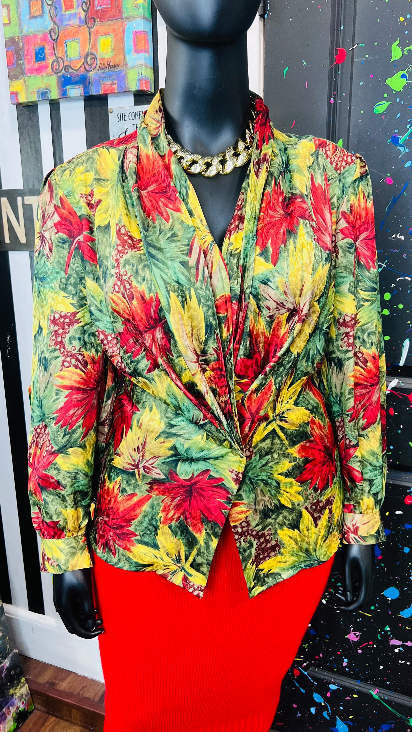 Vintage Floral Two Button Blazer (18W)