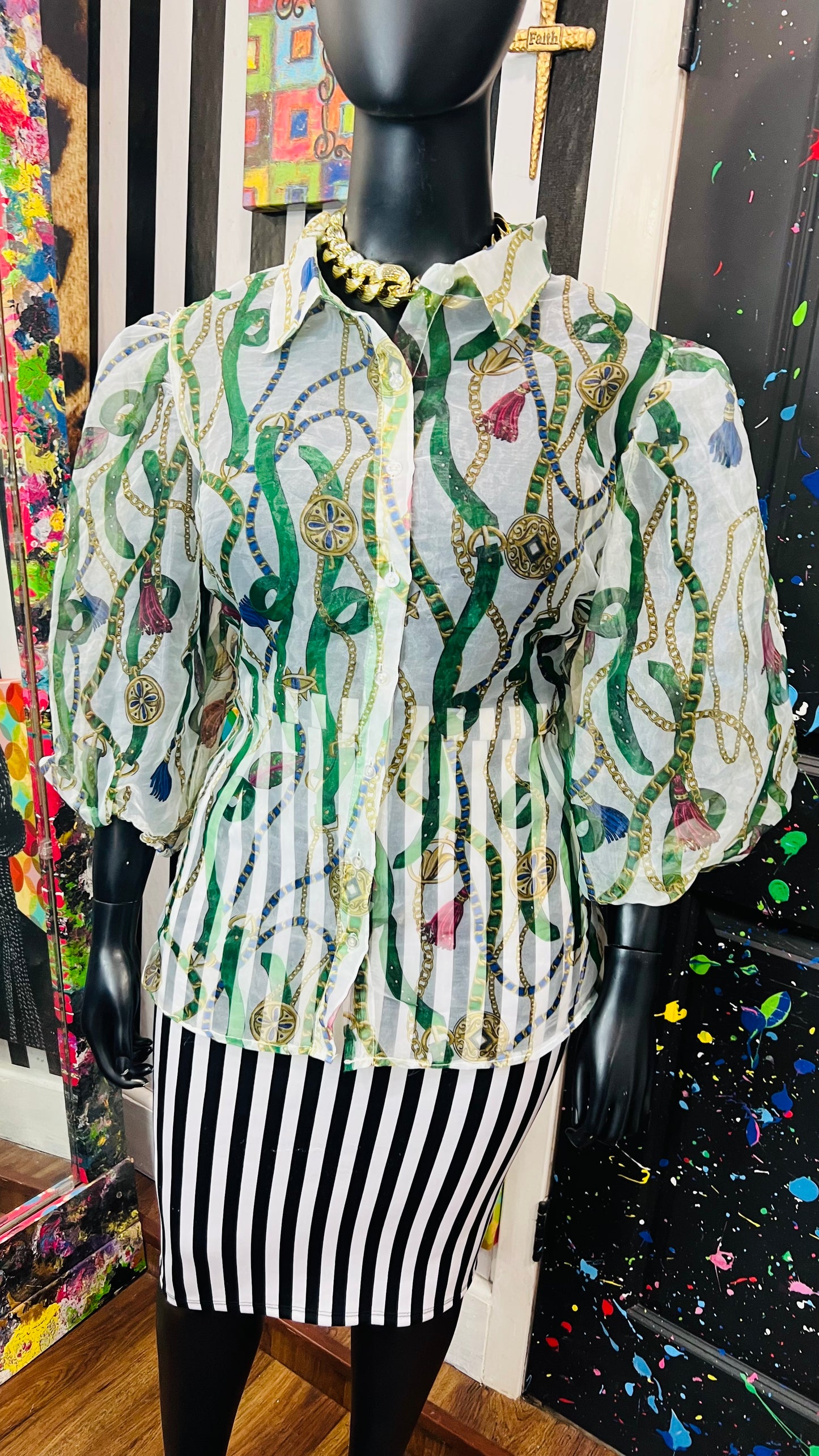 Vintage Inspired Sheer Ashley Stewart Blouse (22)