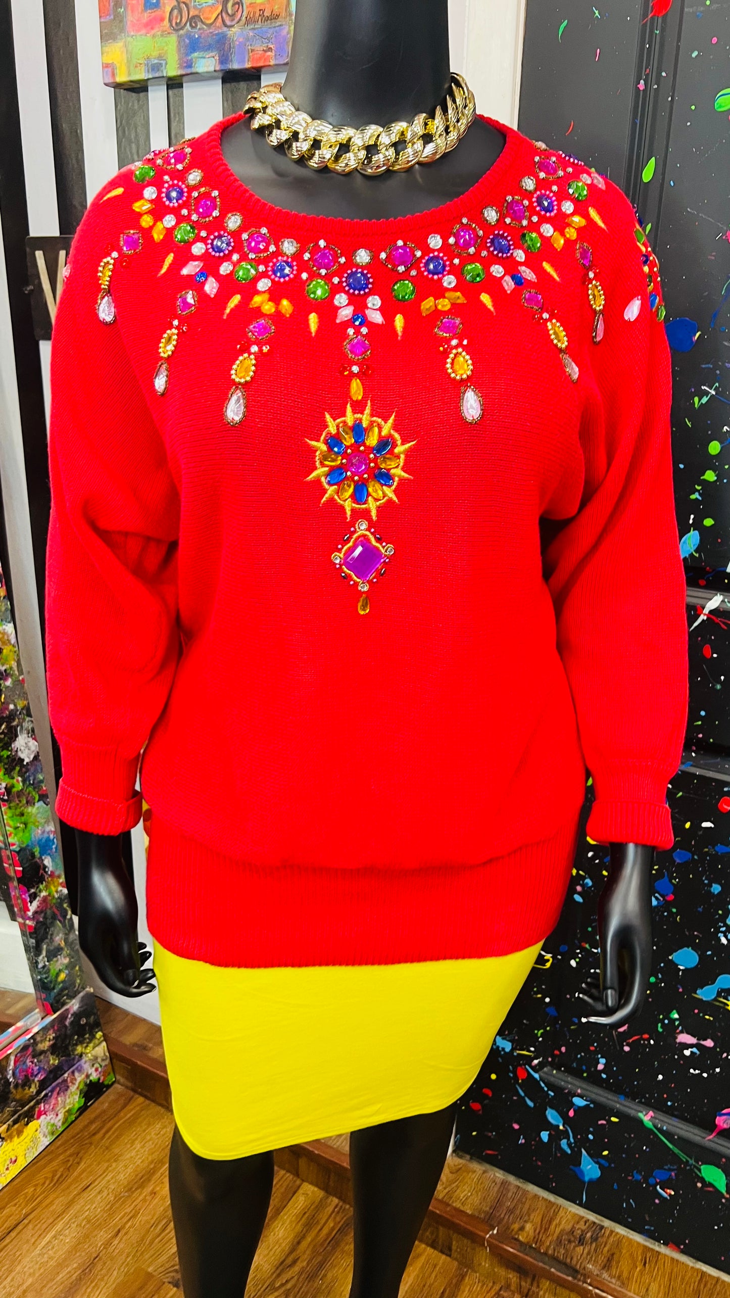 Vintage Red Jewel Sweater (22)
