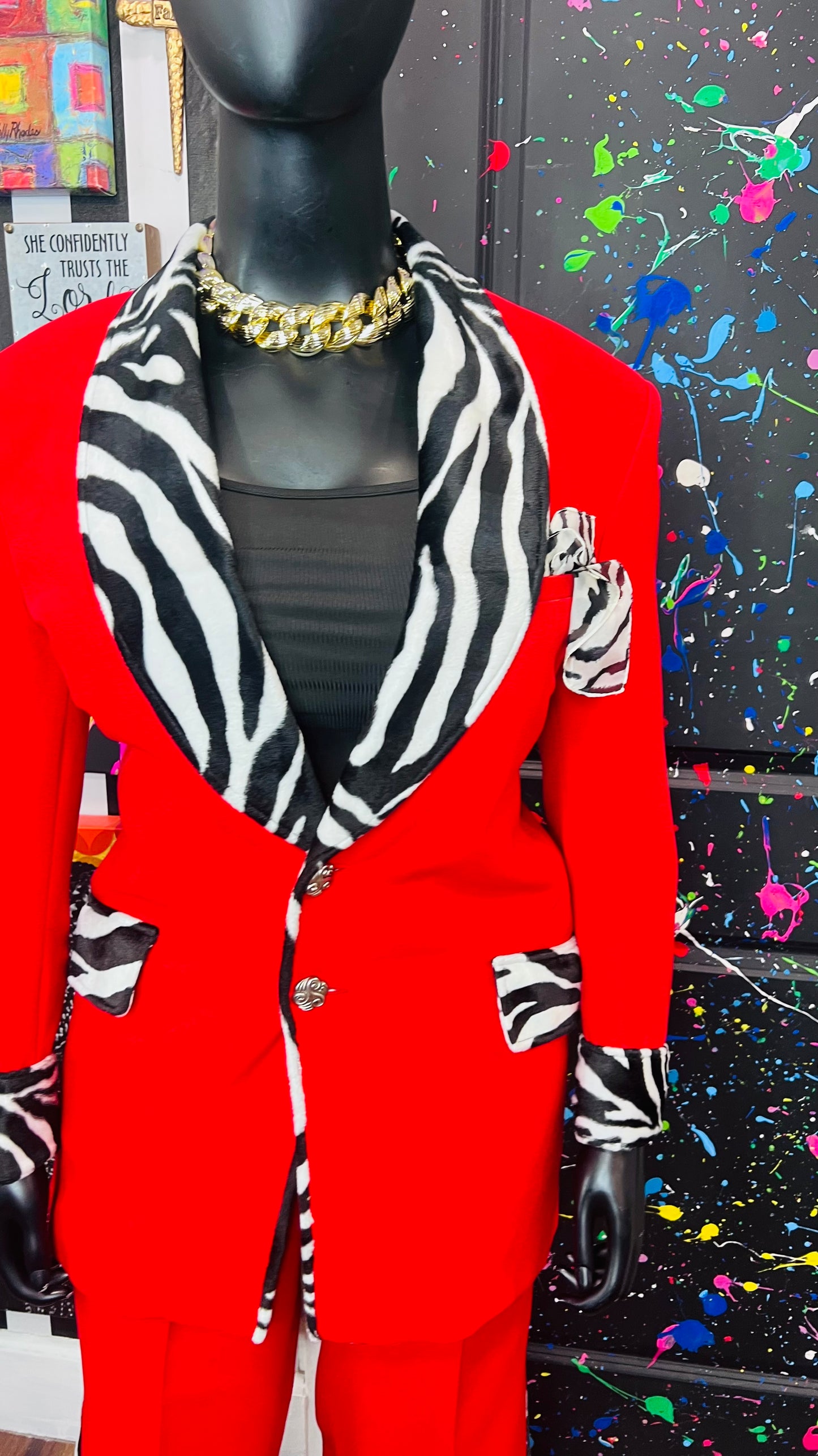 Red & Zebra Pants Suit (16)