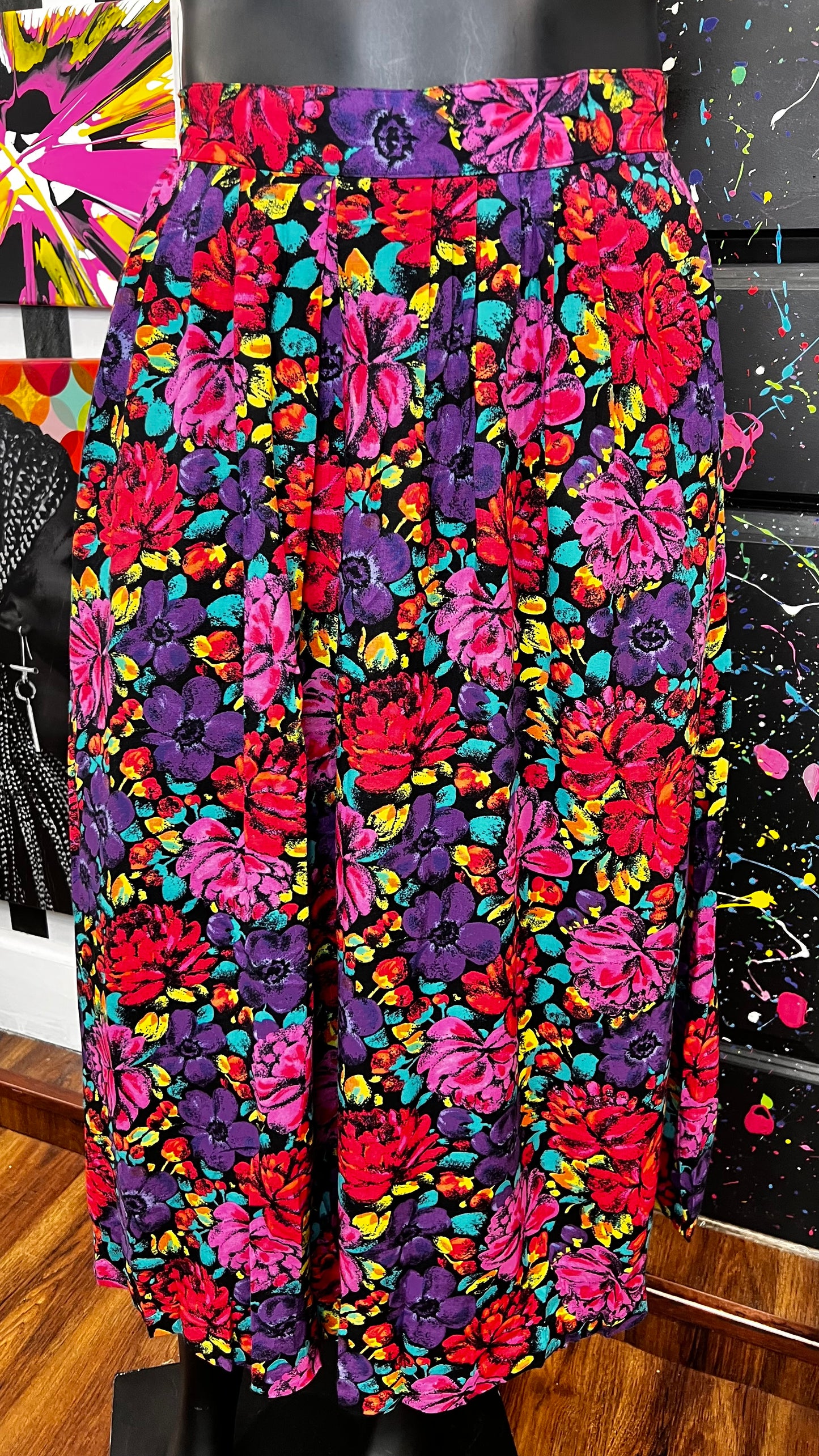 Vintage Floral Rayon Skirt (20)