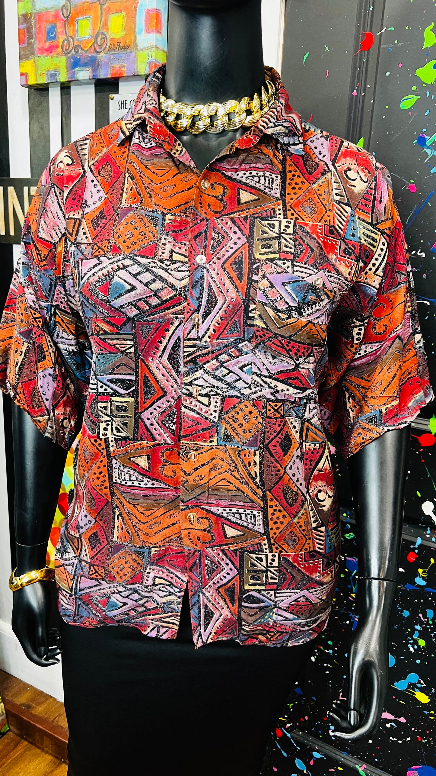 Vintage Rayon Abstract Blouse (22)