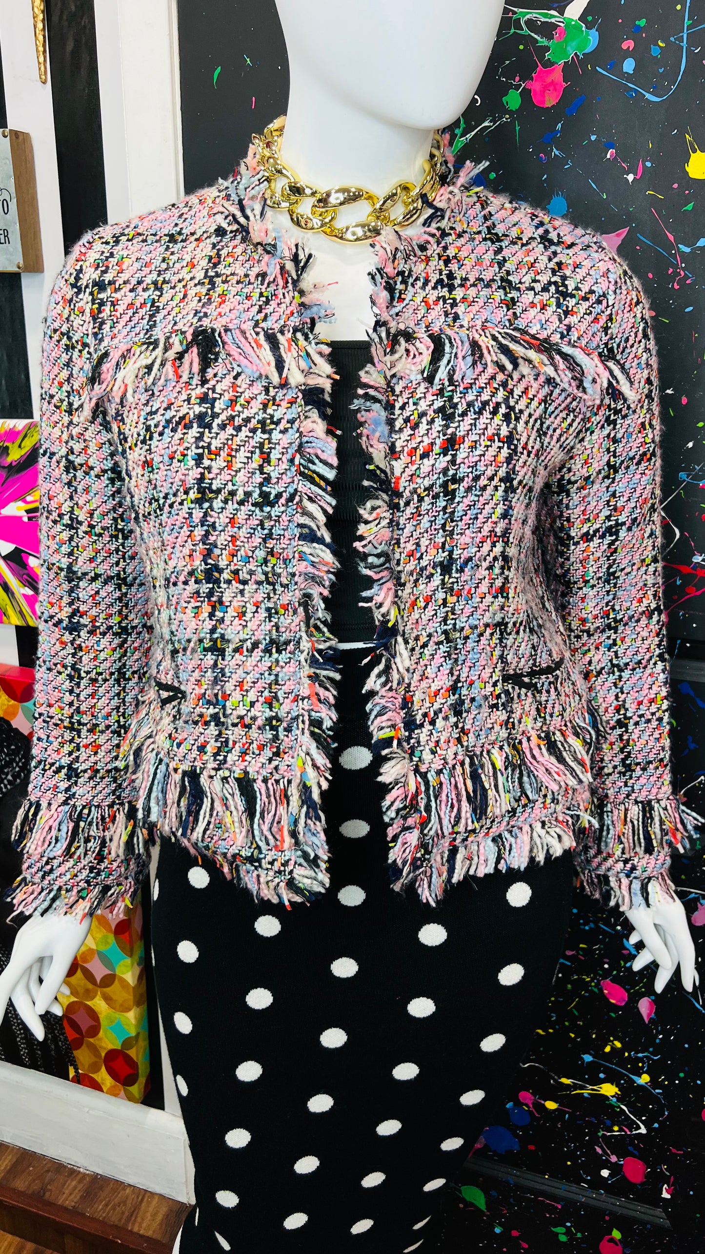 Tweed Multicolored Cropped Blazer (18)