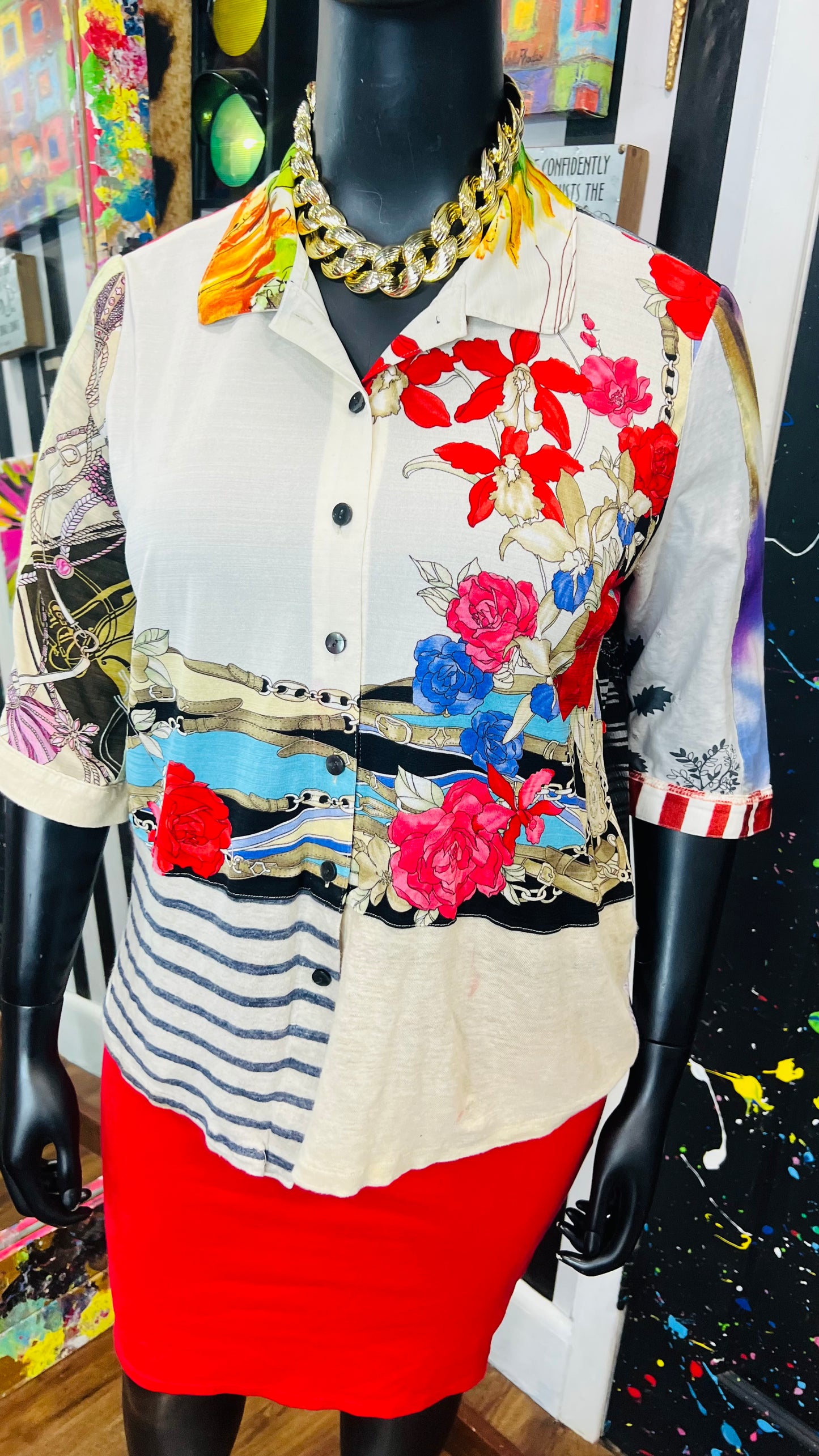 Vintage Mix Print Rayon Blouse (18)