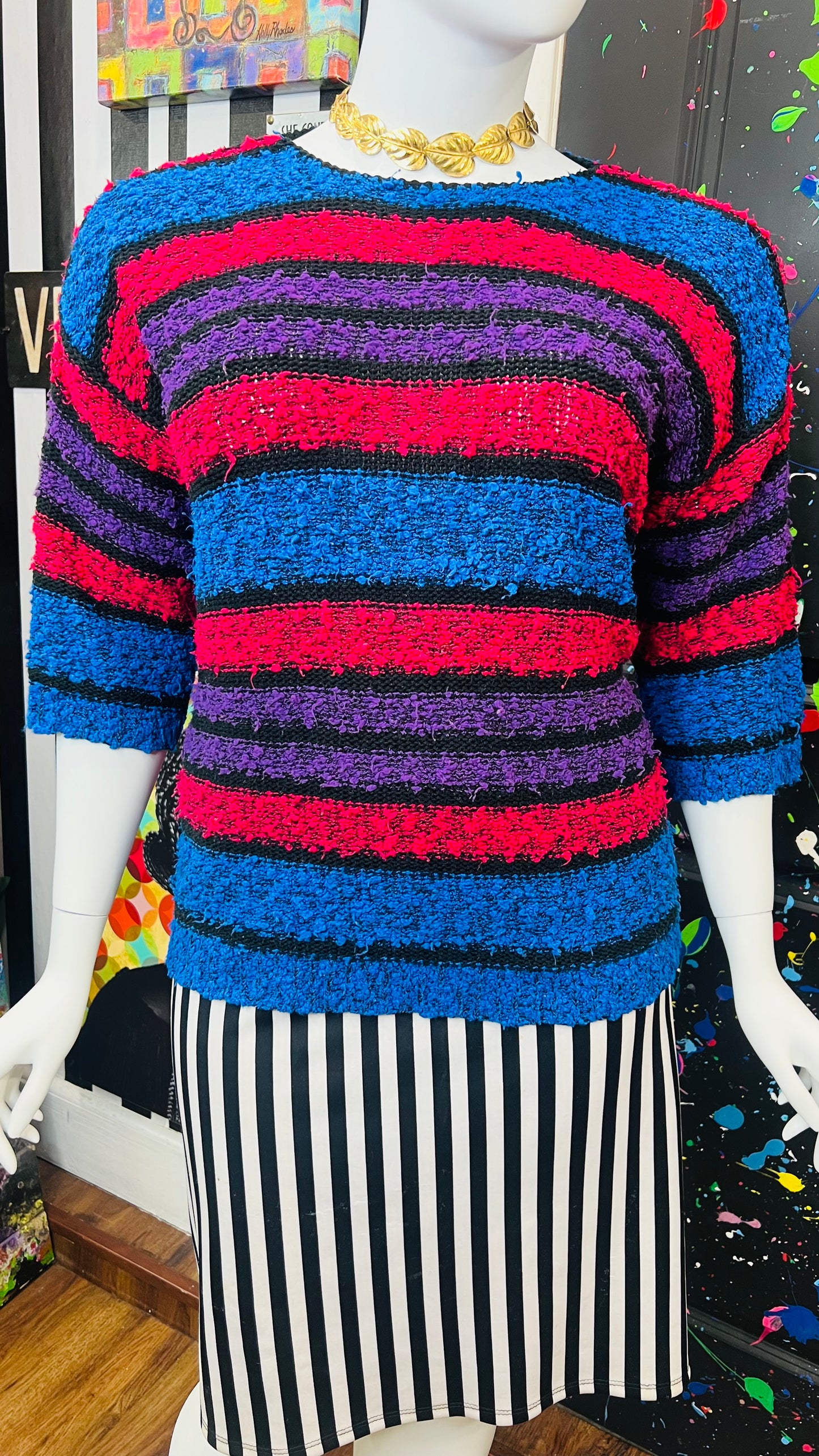Vintage Knit Striped Sweater (18)