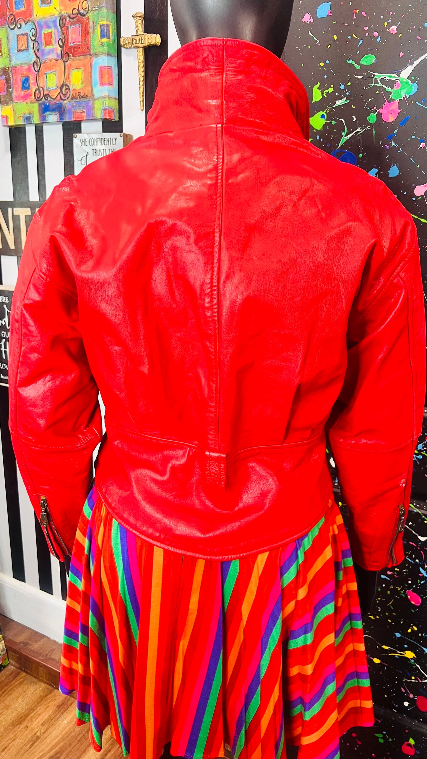 Vintage Genuine Leather Red Jacket (14)