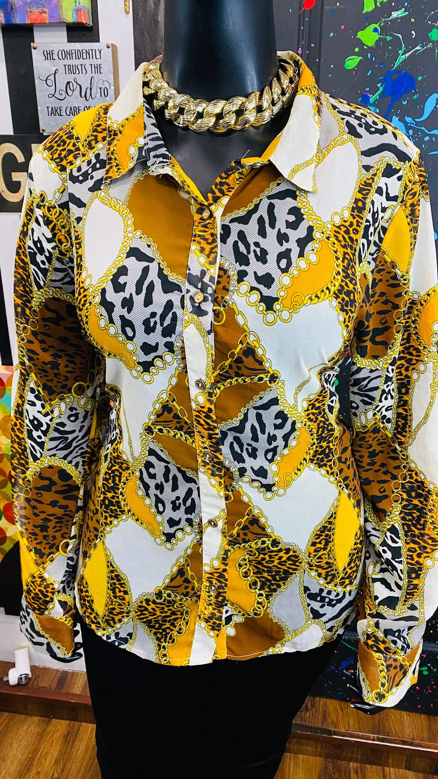 Mix Print Semi Sheer Blouse (18)
