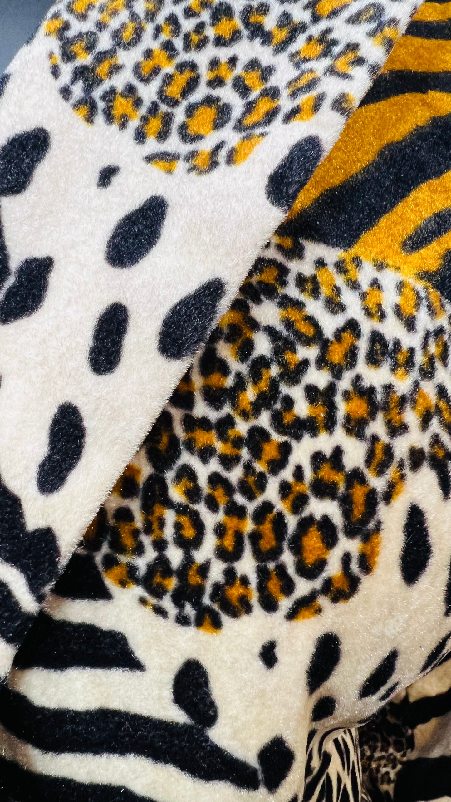 Vintage Faux Fur Mix Animal Print Double Breasted Blazer
(20W)