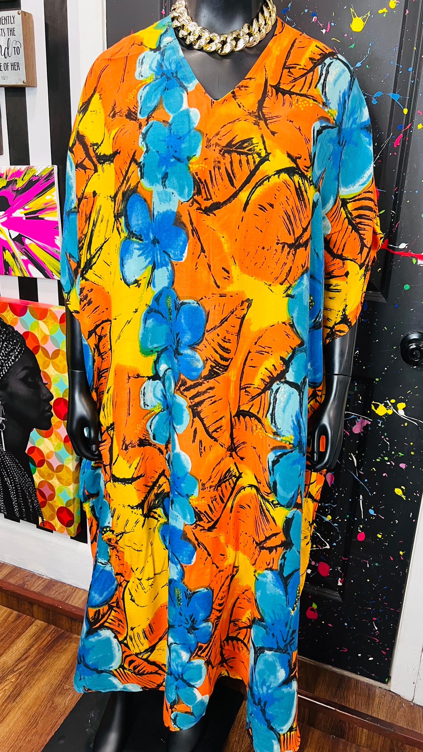 Vintage 100% Rayon Kaftan (OS)