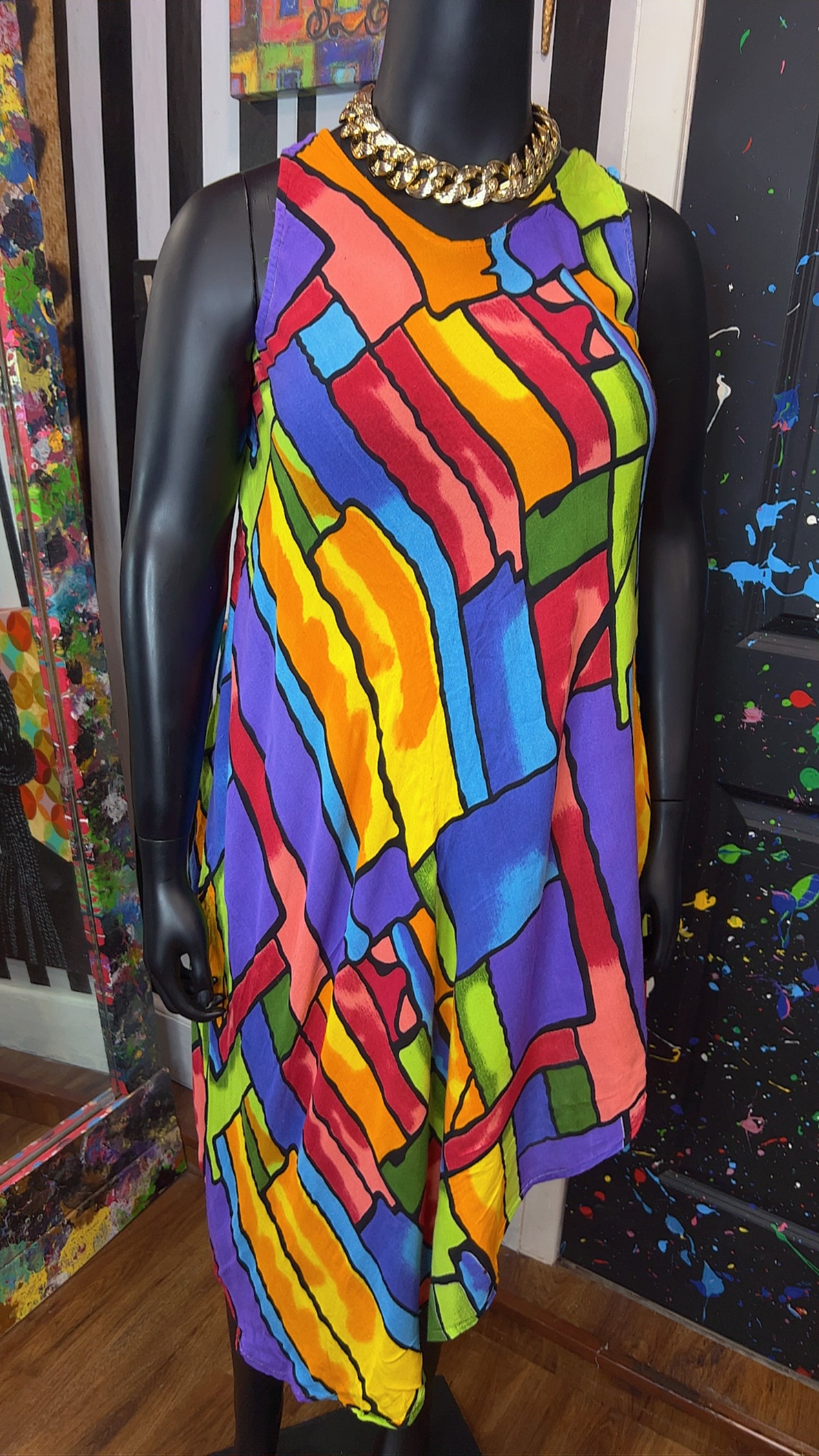 Vintage Rayon Abstact Tunic/Dress (16)