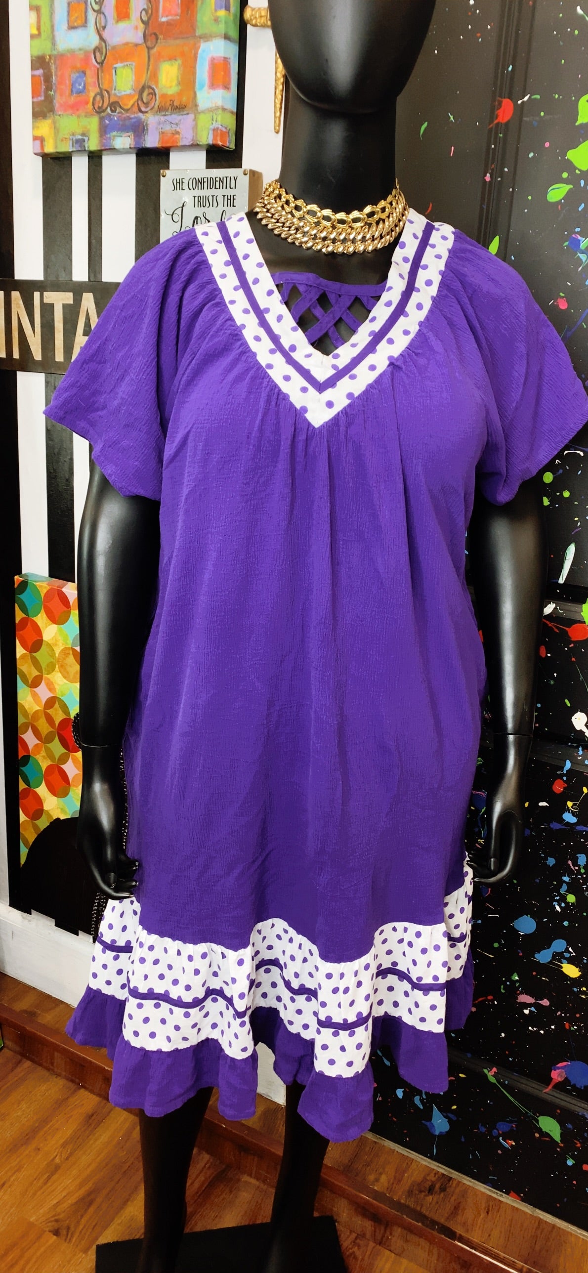 Vintage Purple & White Spring Dress (20)