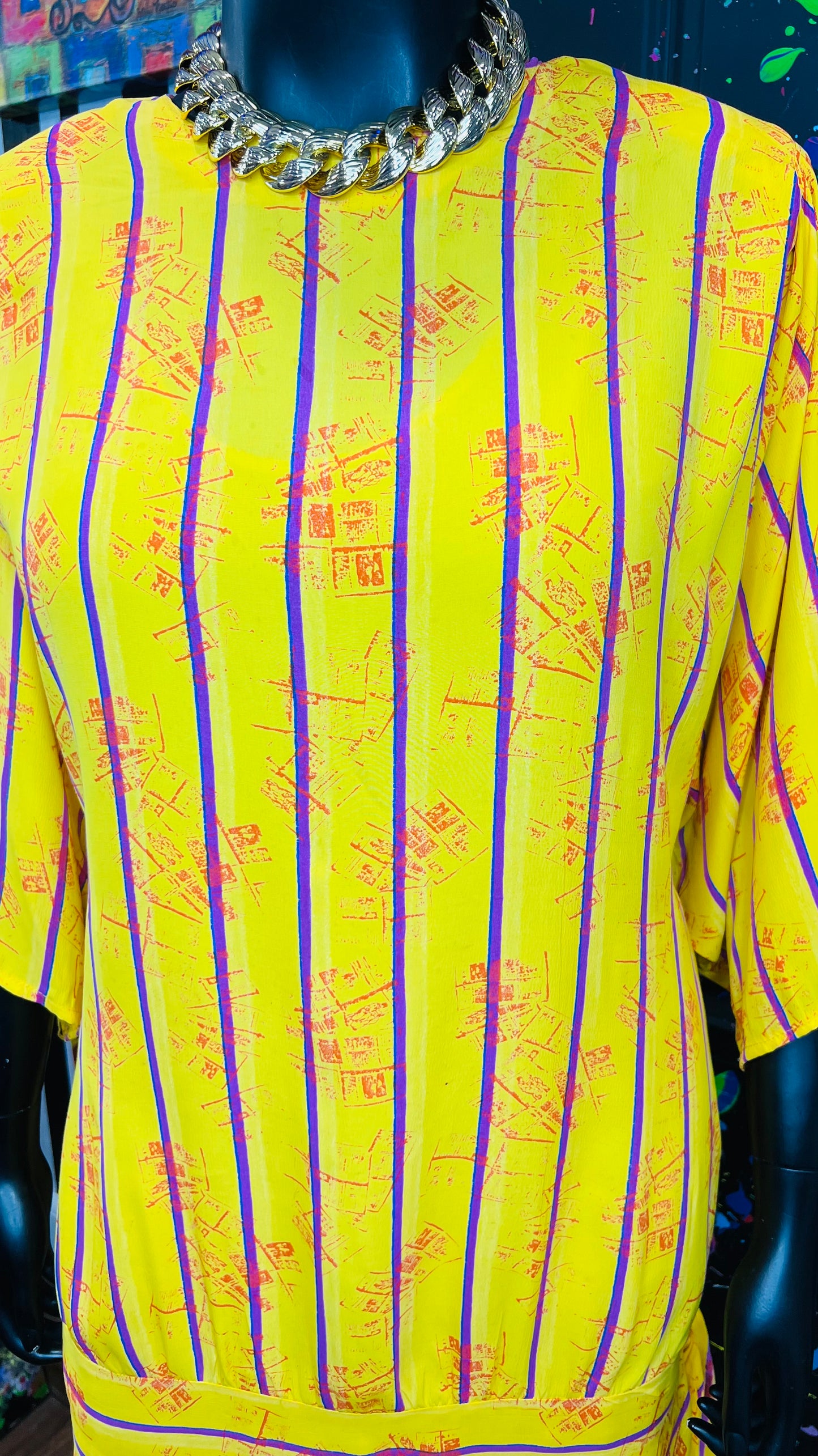 Vintage Yellow, Pink & Orange 80’s Dress (20)