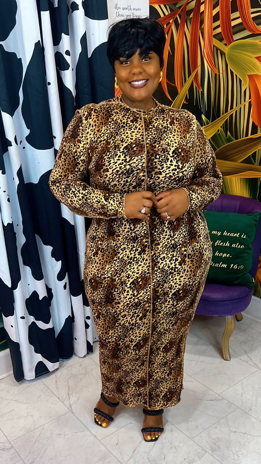 Plus Size Vintage Inspired - Animal Print Dress