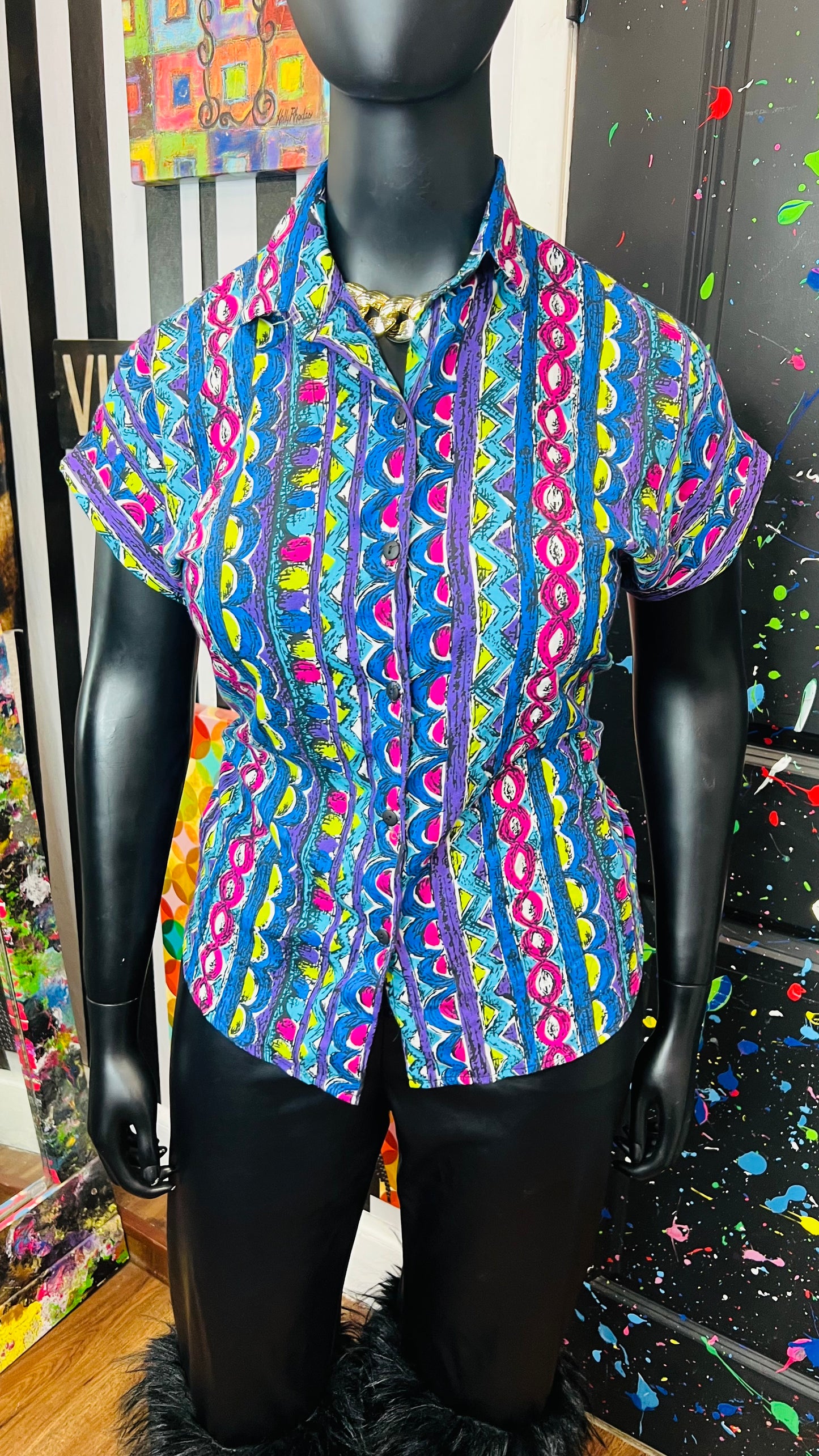 Vintage Abstract 80’s Blouse (16/18)