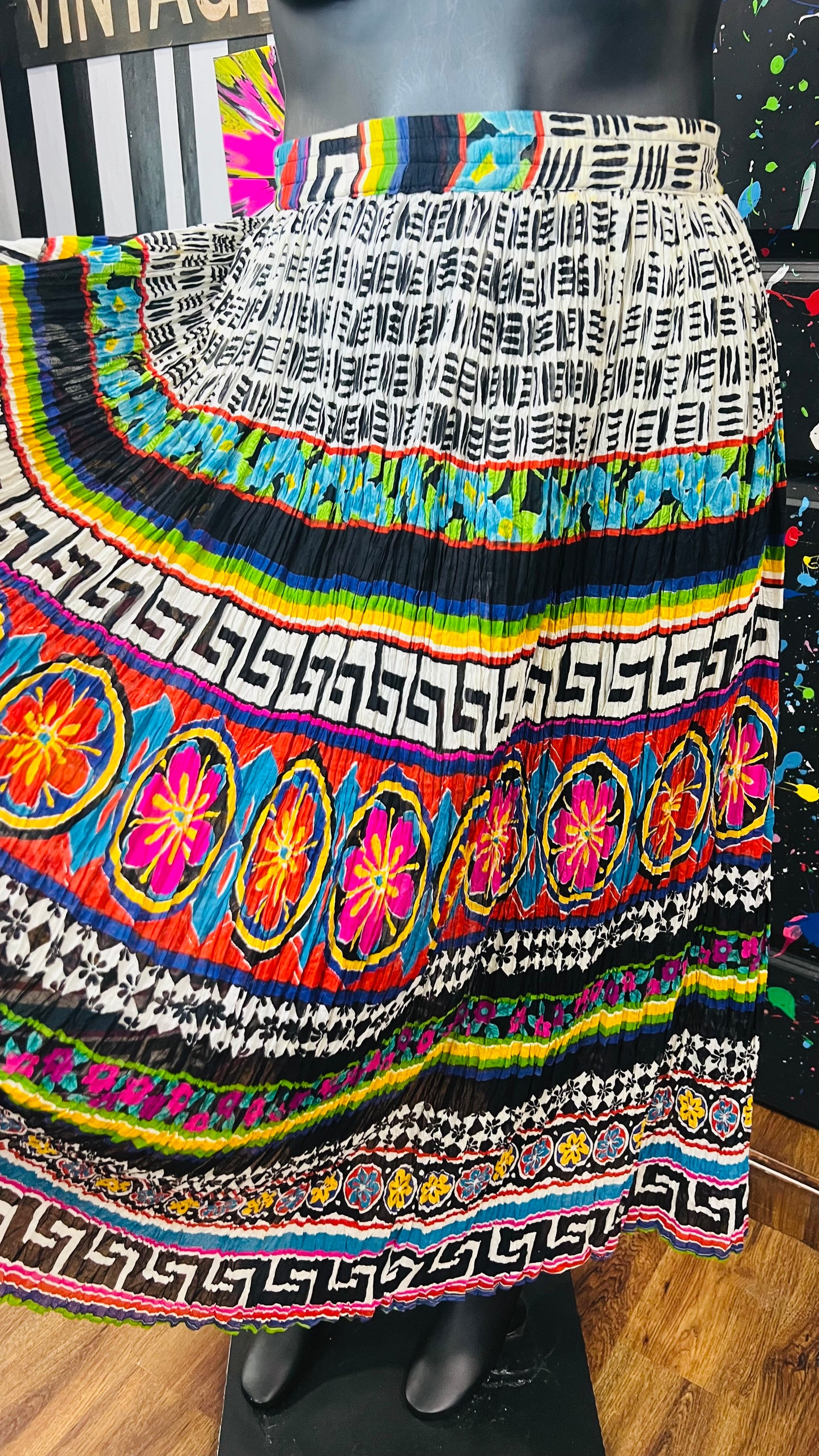 Vintage Abstract Rayon Skirt (16)