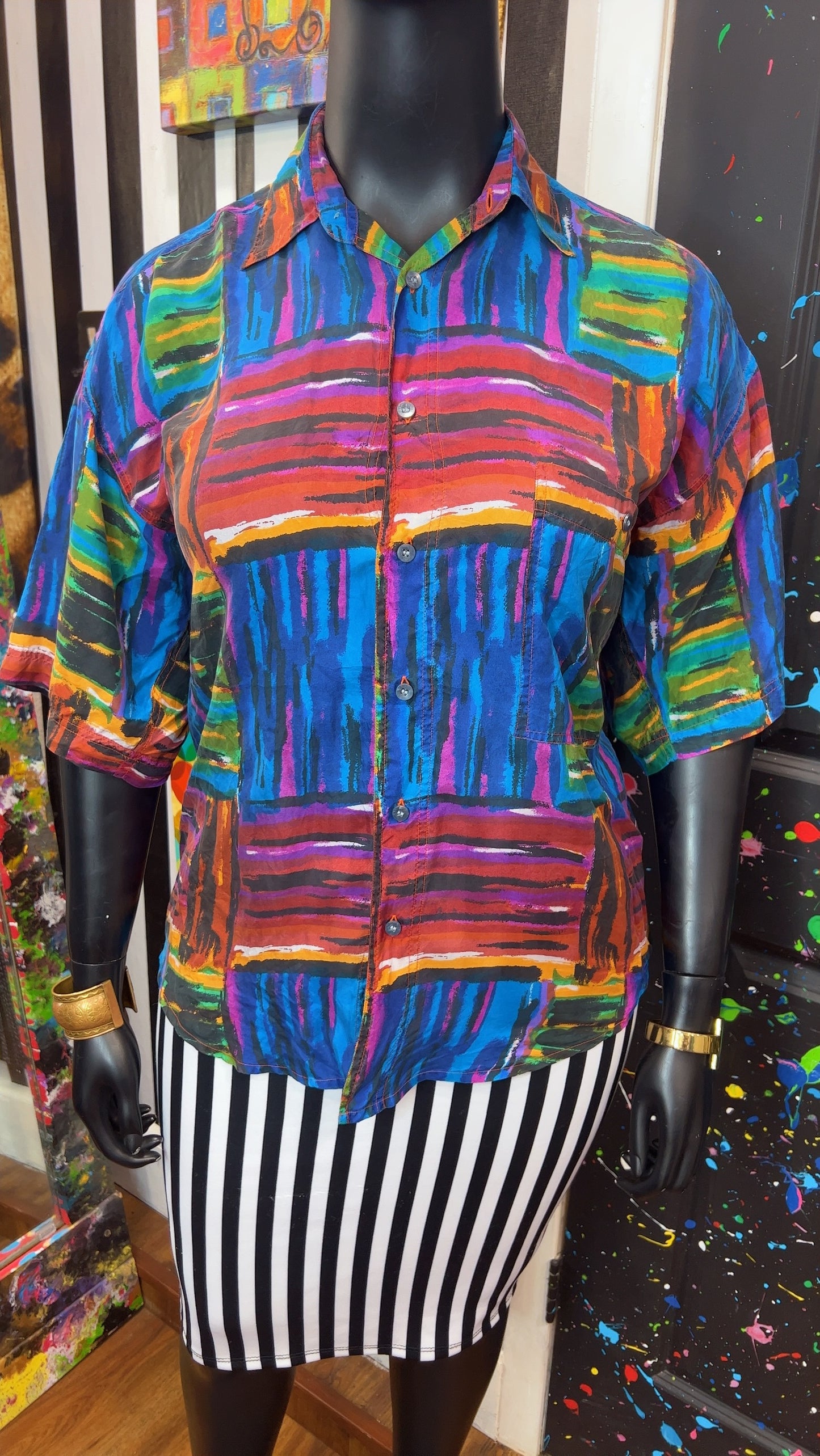 Vintage Abstract 90’s 100% Silk Blouse (16)