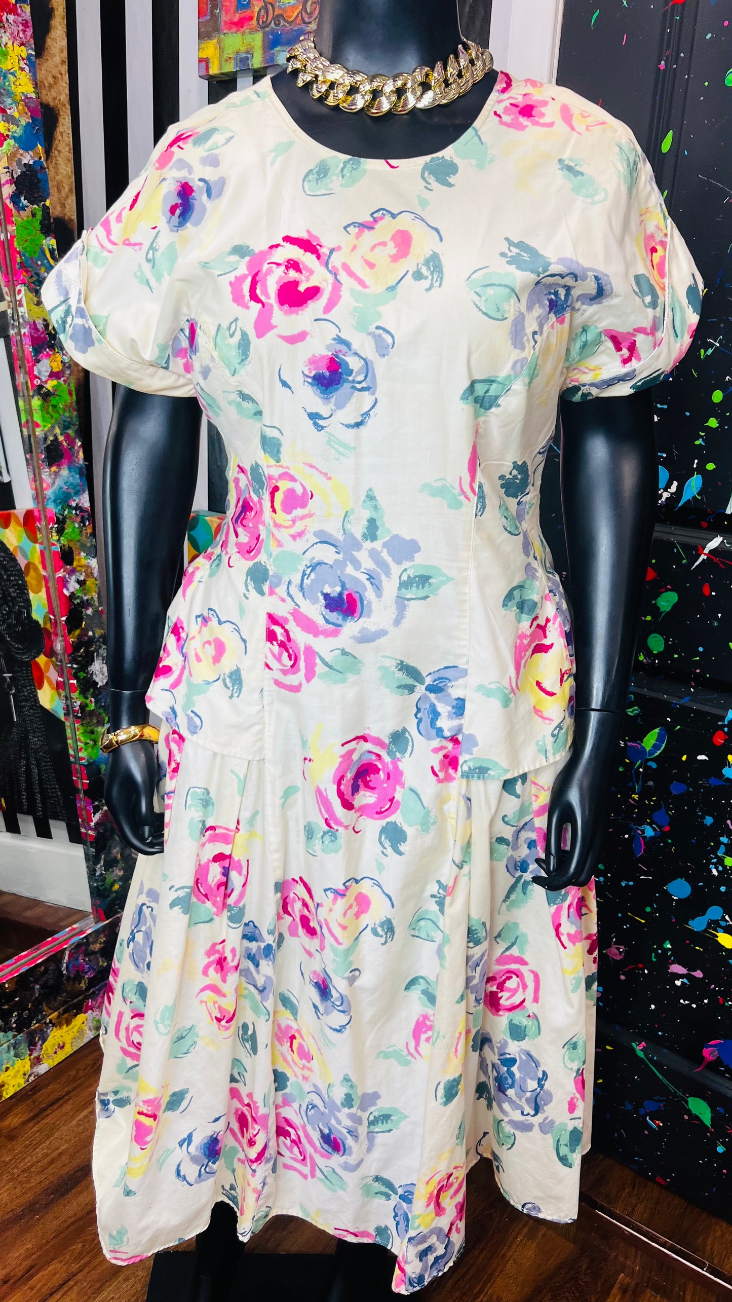 Vintage Floral Print Dress (18W)