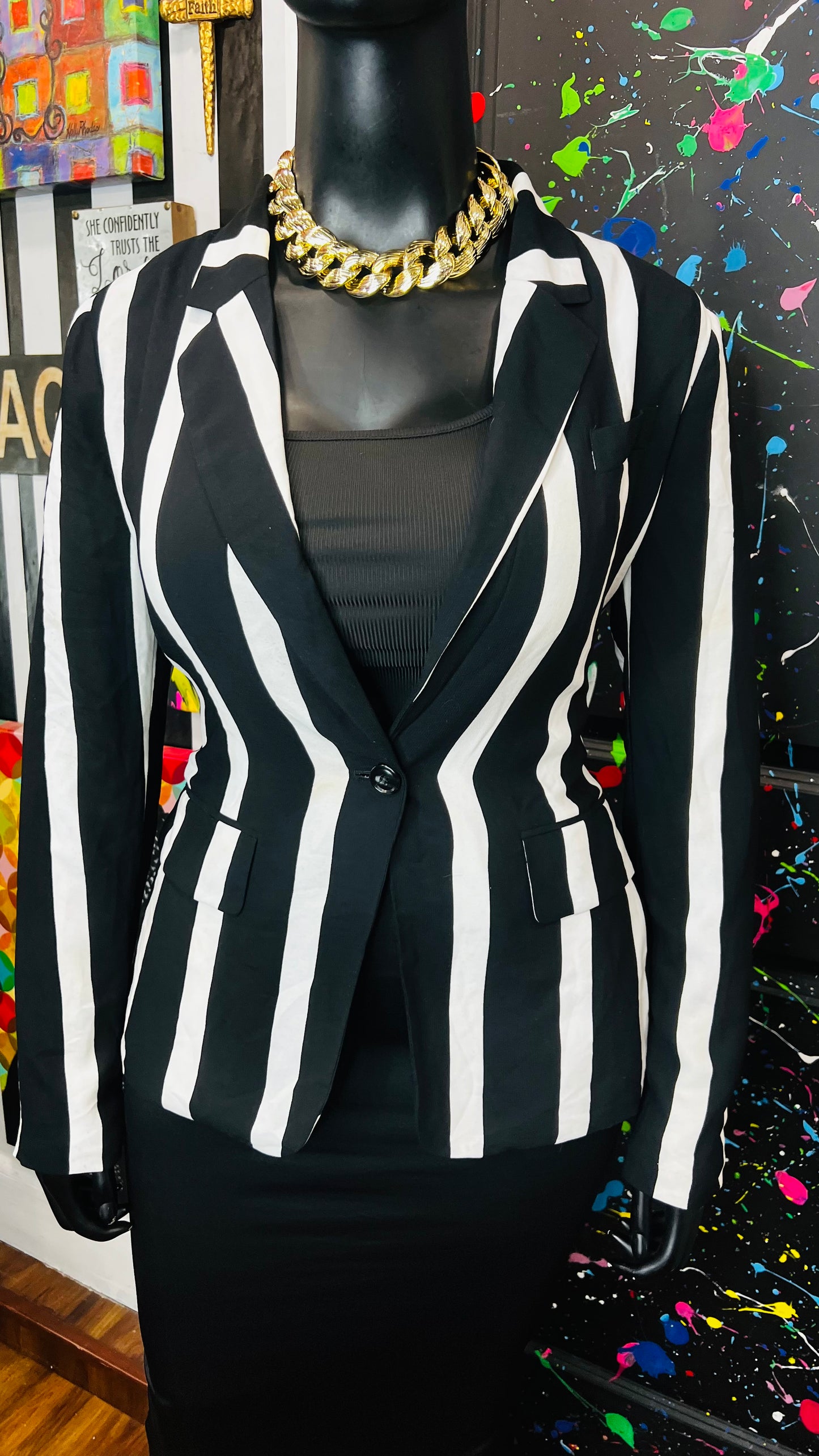 Striped Black & White Blazer (12)