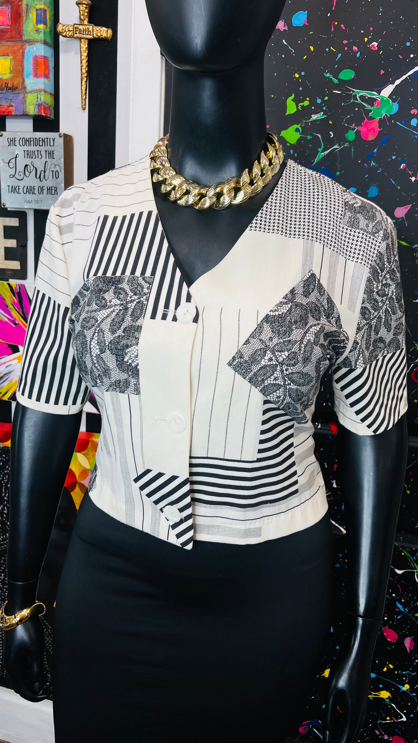 Vintage Cropped Piano Blouse (14)