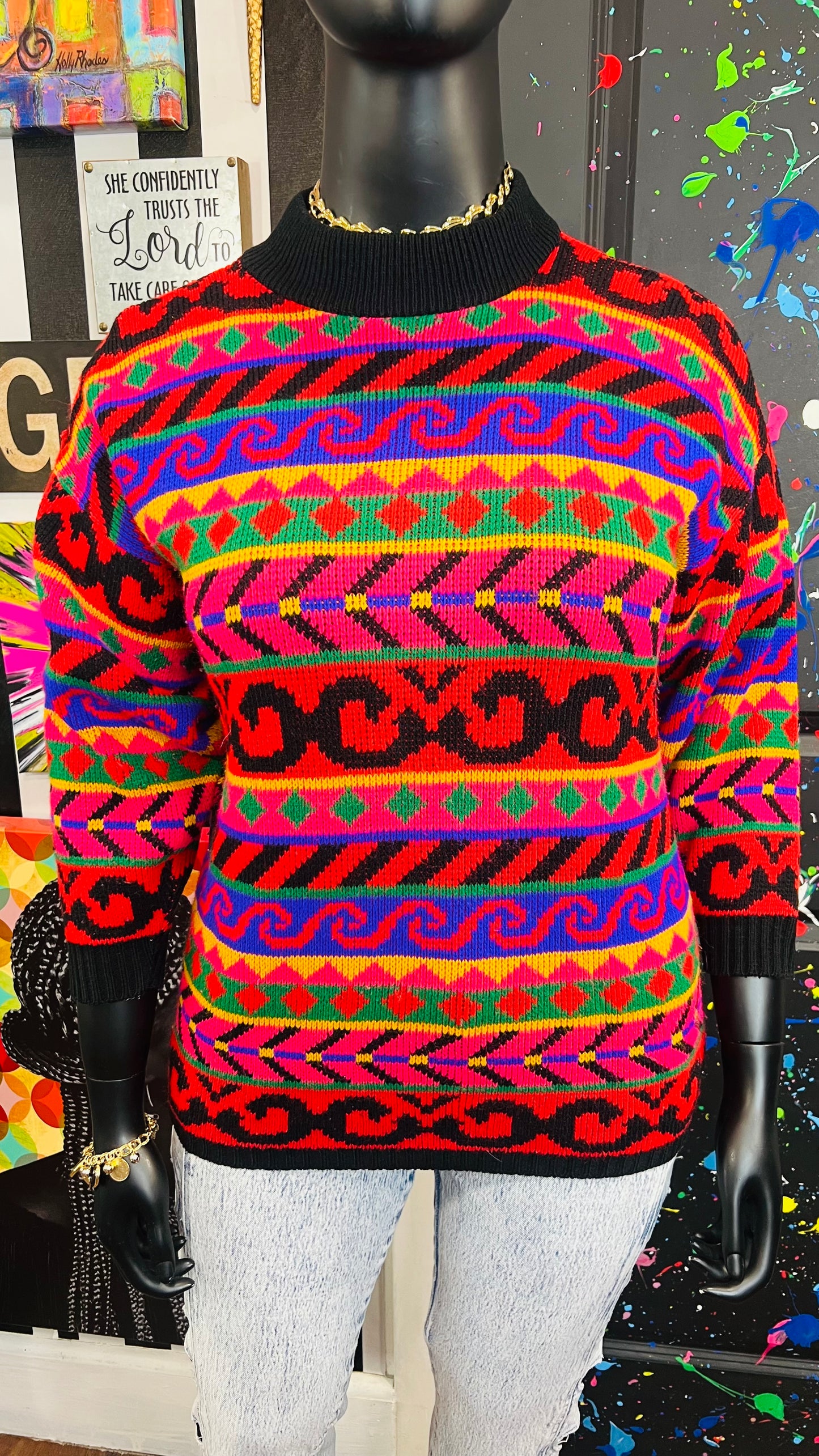 Vintage Knit Colorful Sweater (16)