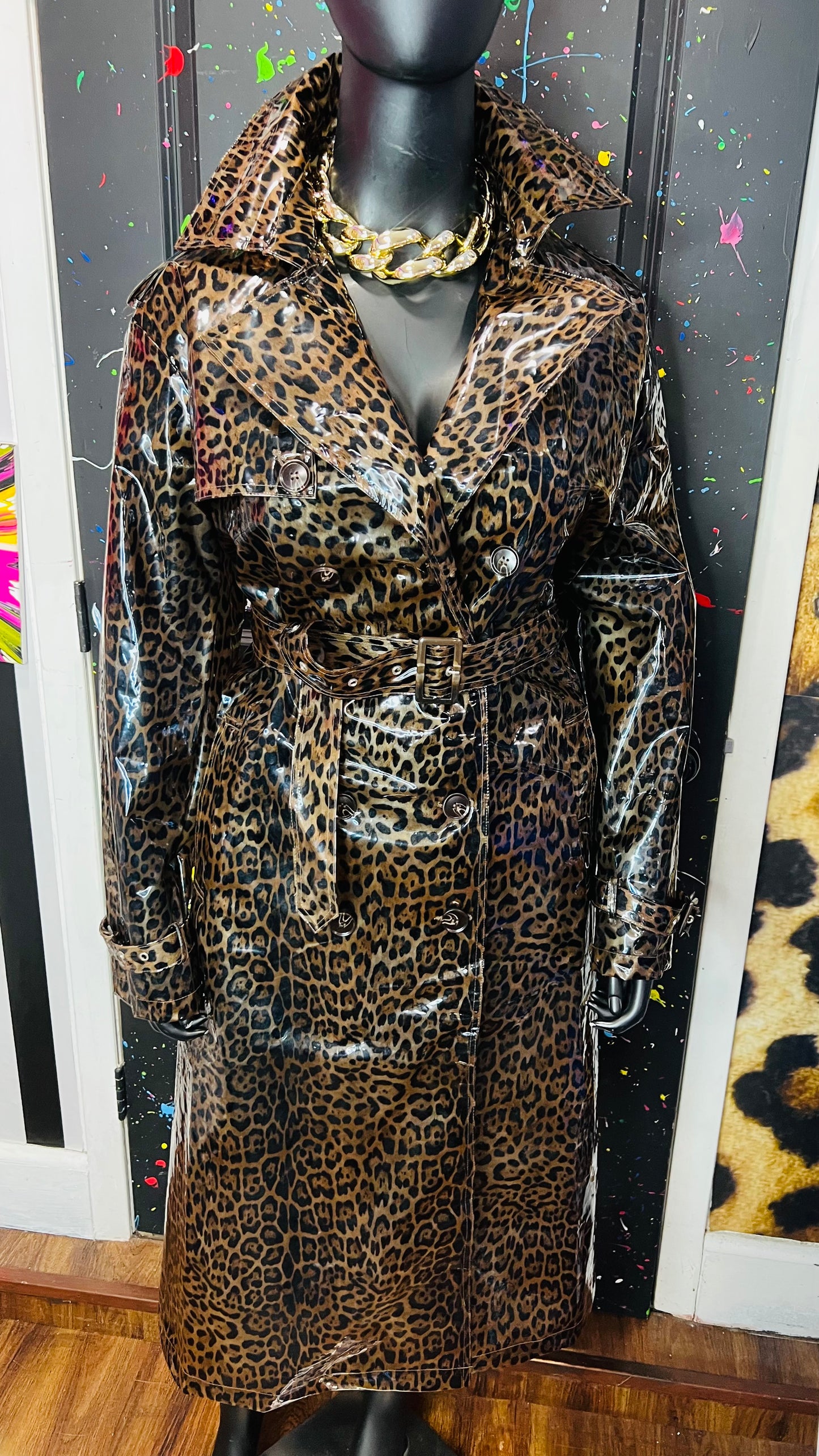 New w/ Tags Leopard Print Rayon Coat (22)