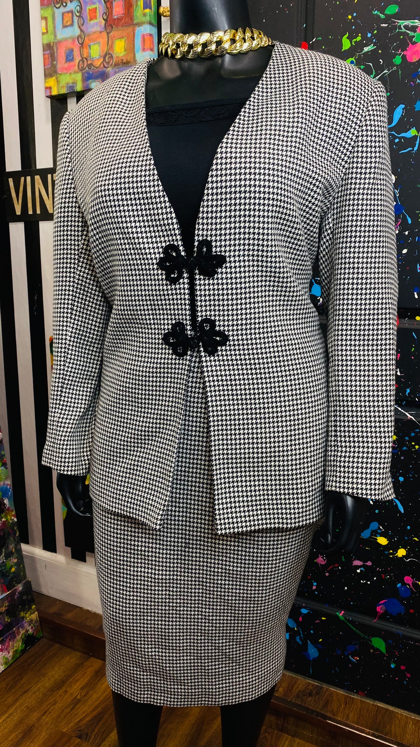 Vintage Houndstooth Skirt Set (22W)