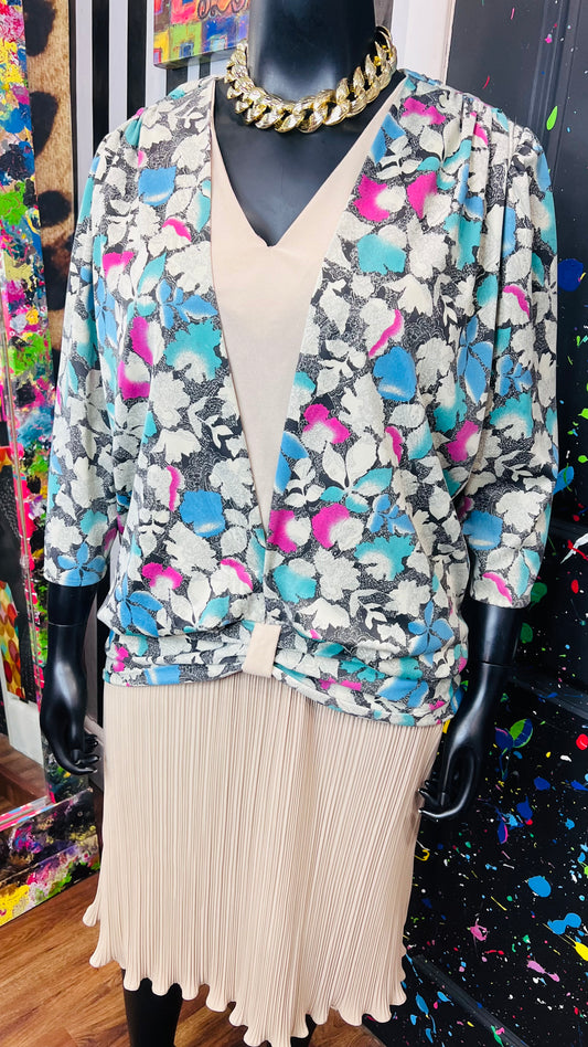 Vintage Tan & Floral Dress (22)