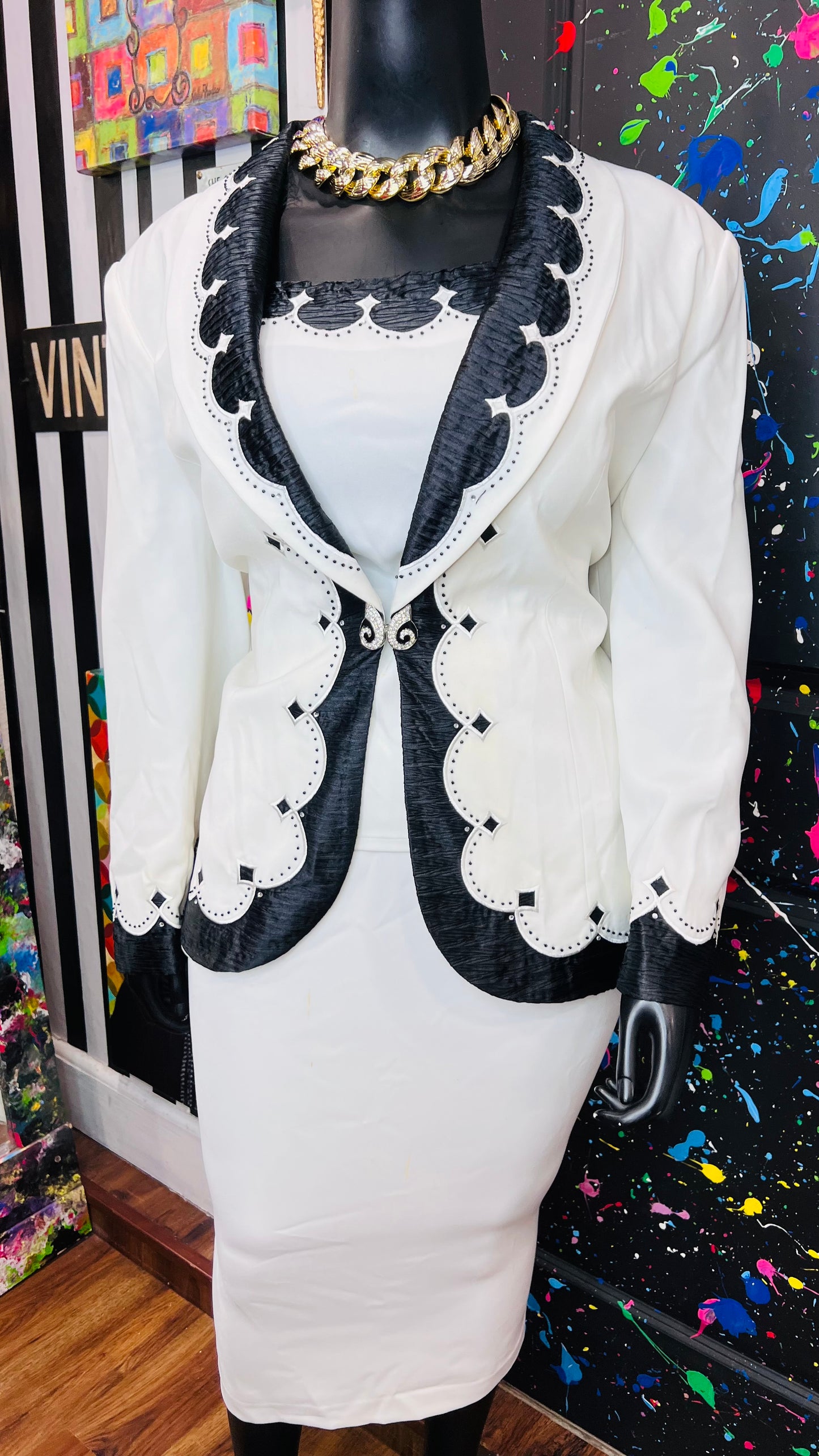 Vintage Black & White Skirt Set (22)
