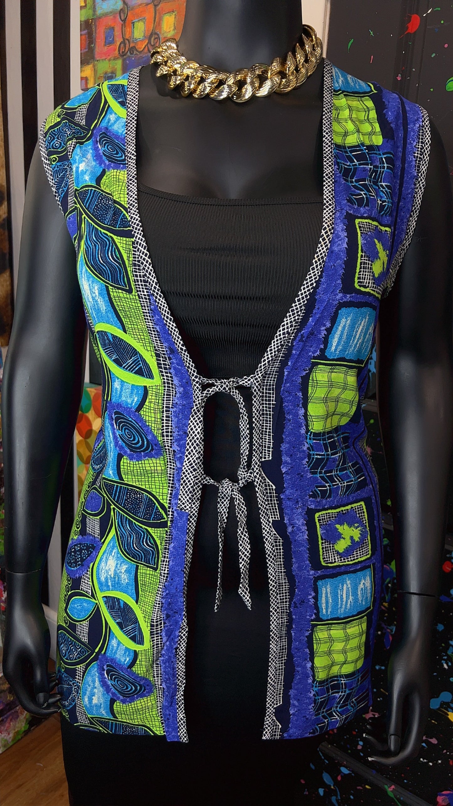 Vintage Rayon Abstract 90’s Vest (22)