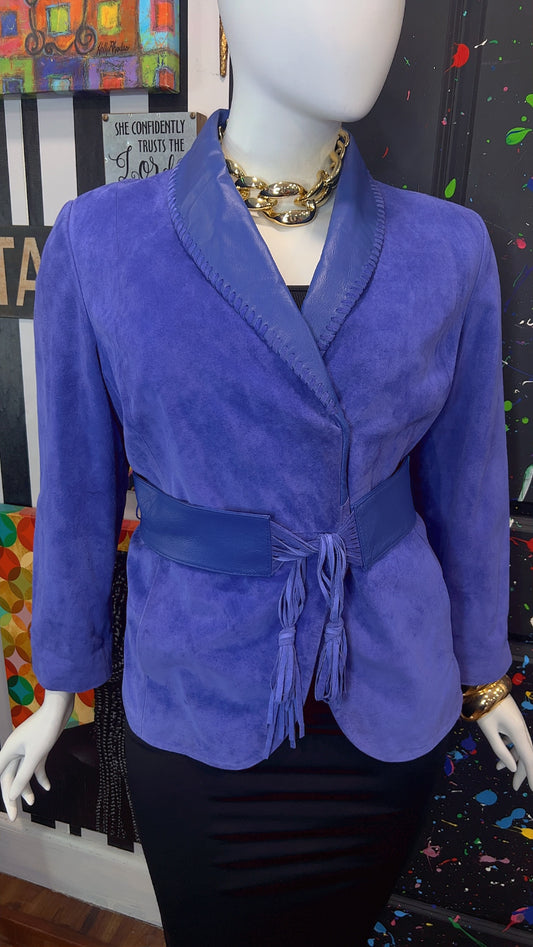 Vintage Suede Leather Jacket with Belt (18)