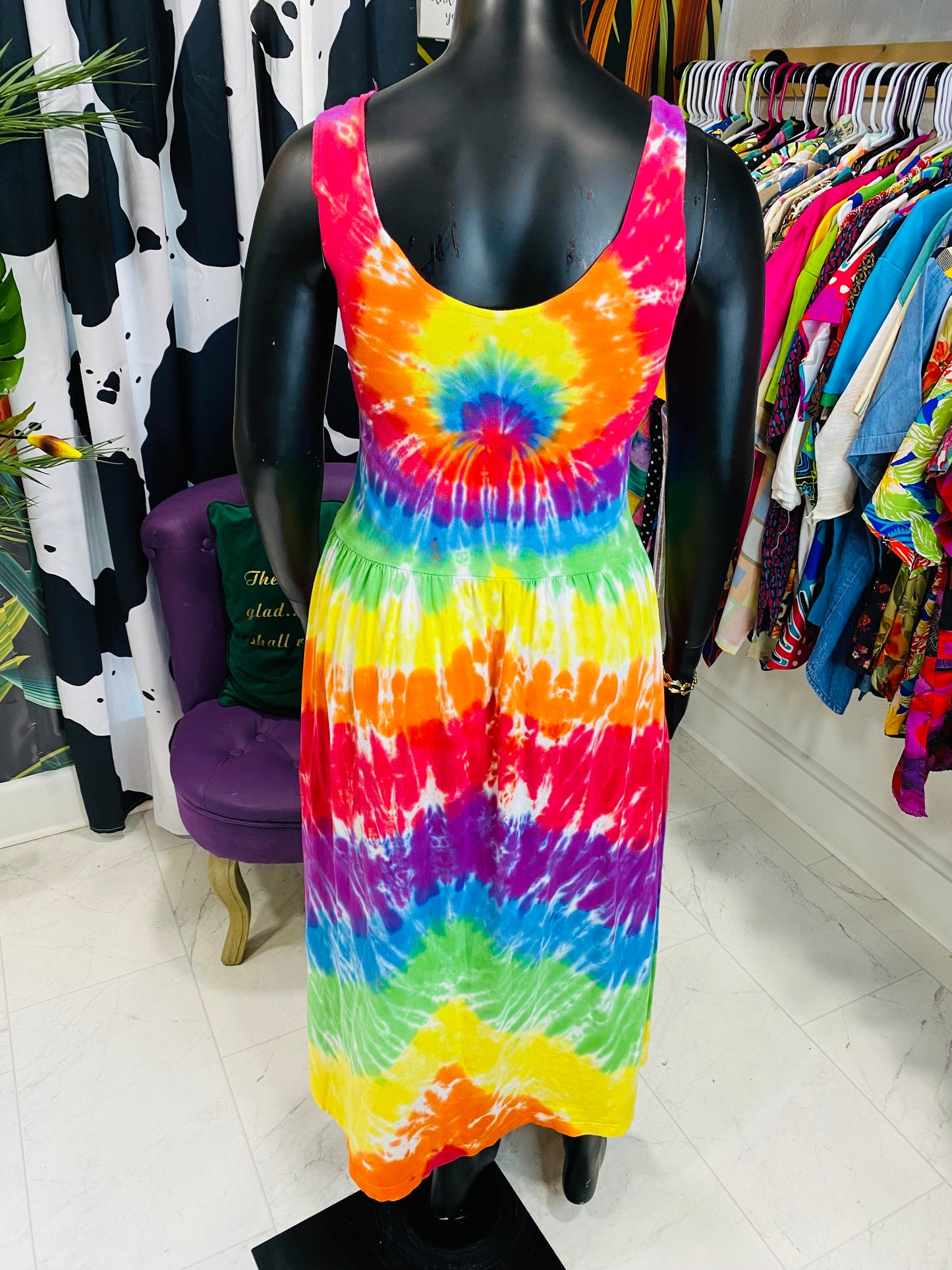 Vintage Sleeveless Tie-Dyed Dress