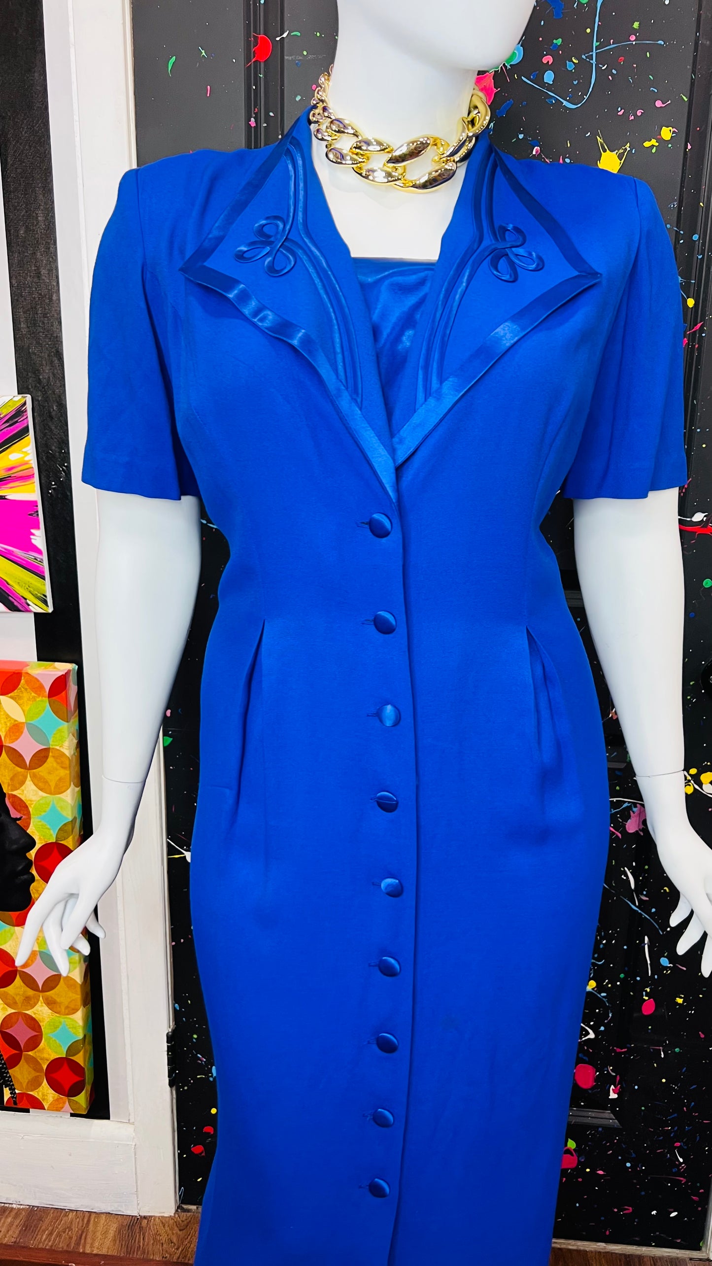 Vintage ‘Blues’ Statement Dress (20W)