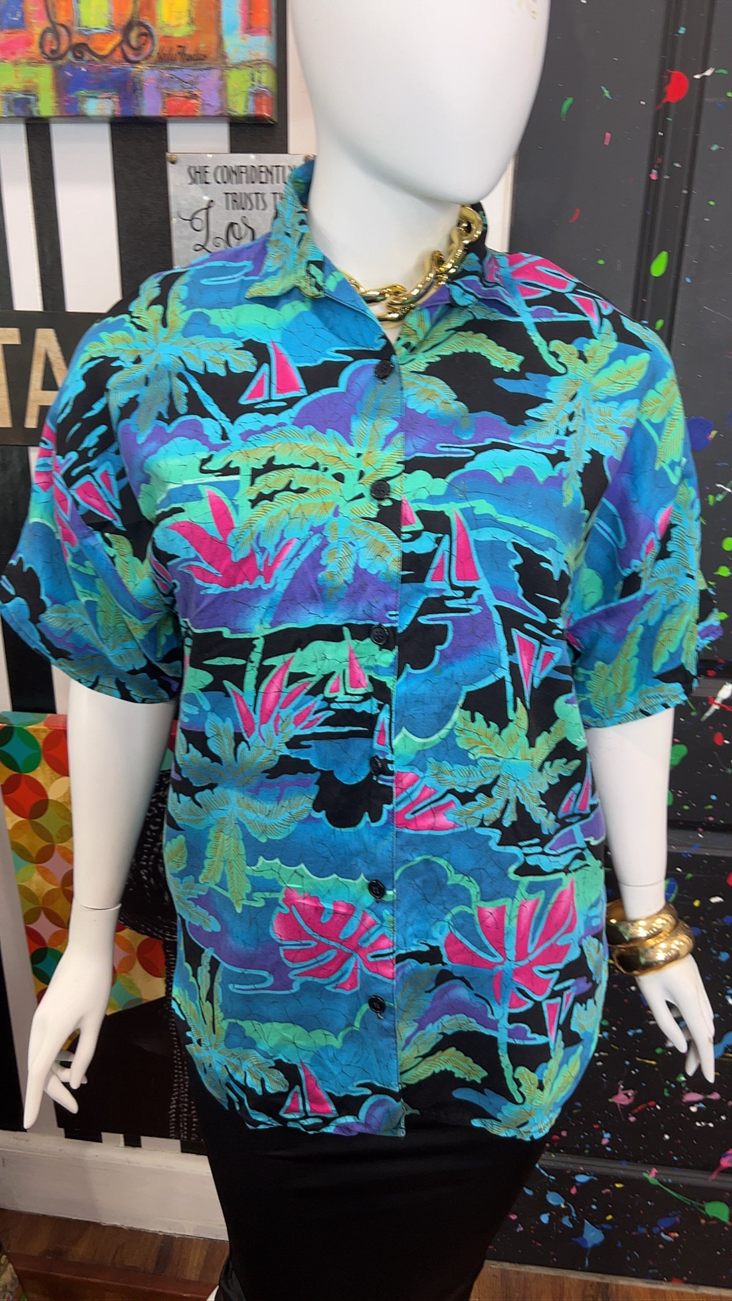 Vintage Rayon Floral Blouse (22)