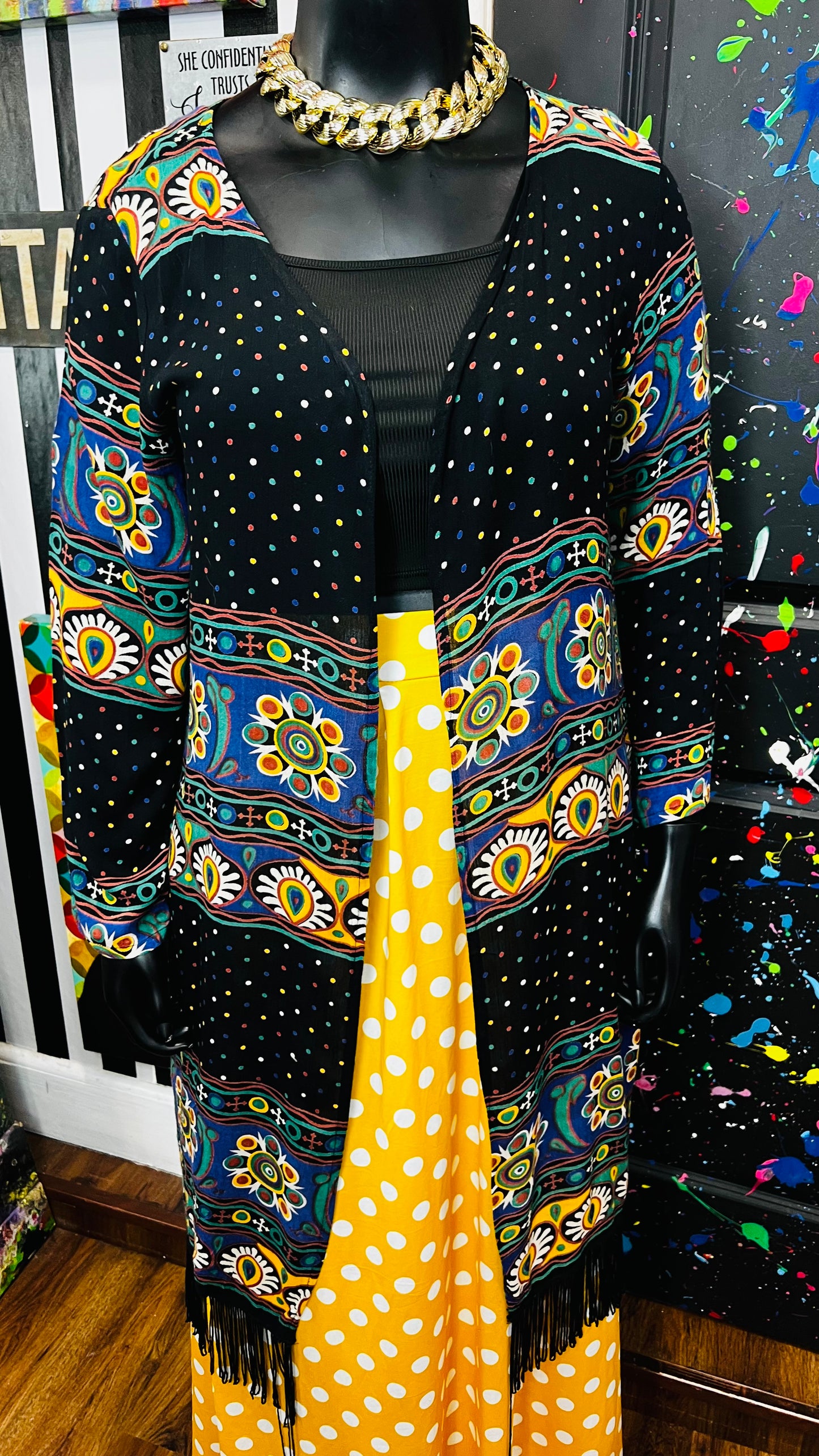 Vintage Abstract Mix Print Duster (12/14)