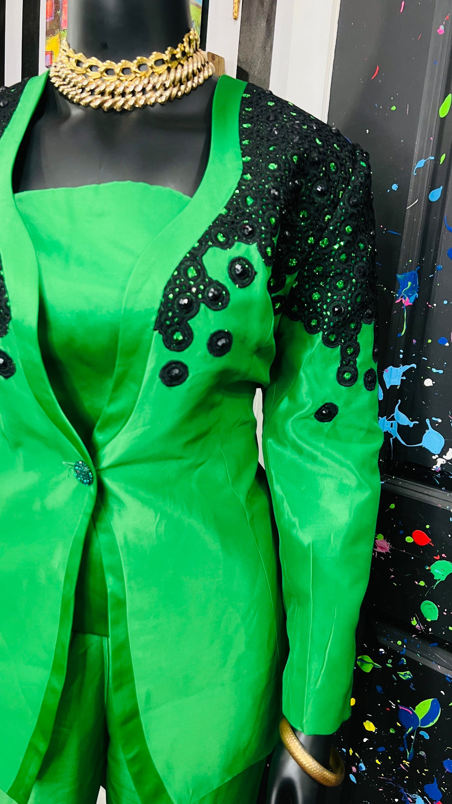 Vintage Green & Black Suit (22)