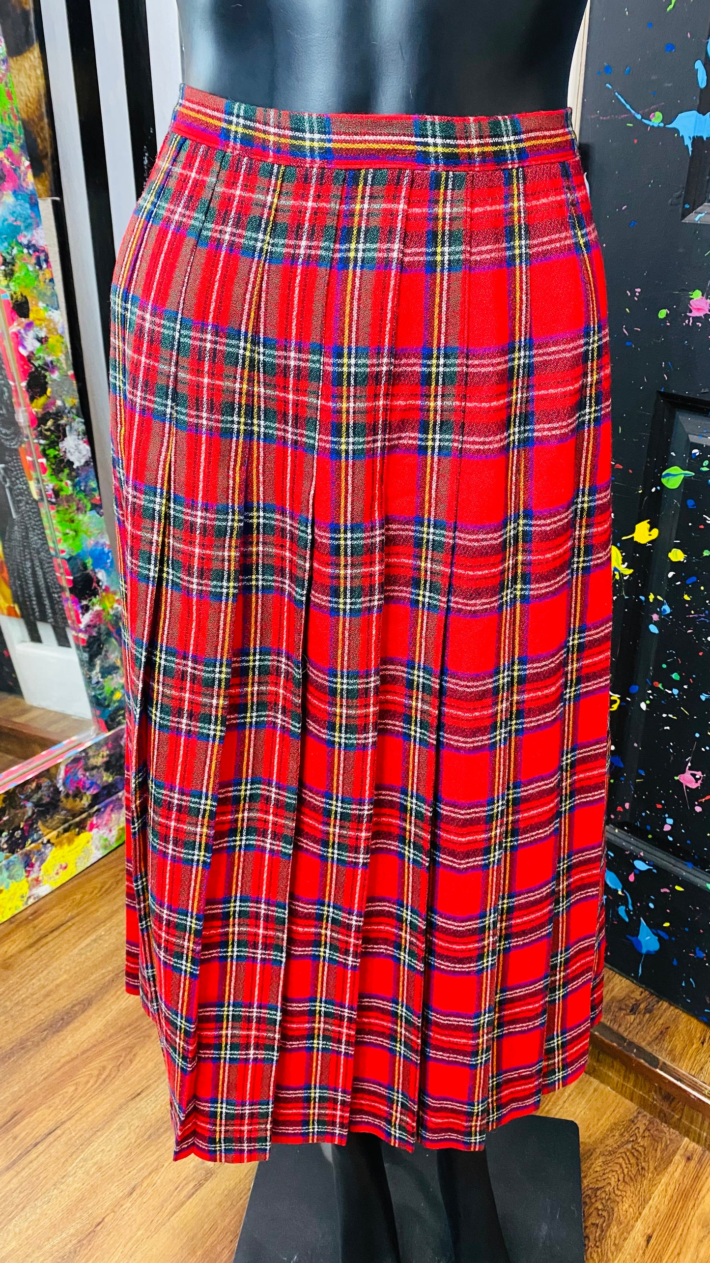 Vintage Pleated Plaid Skirt (12)