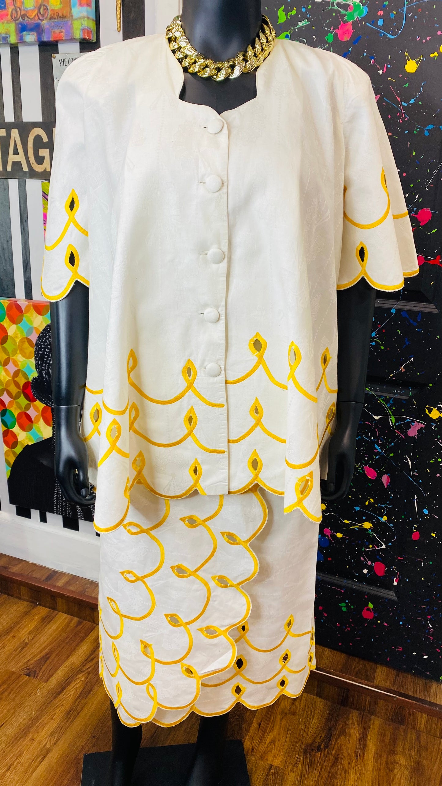 Vintage Traditional African Skirt Set w/ Handband or Belt (12)