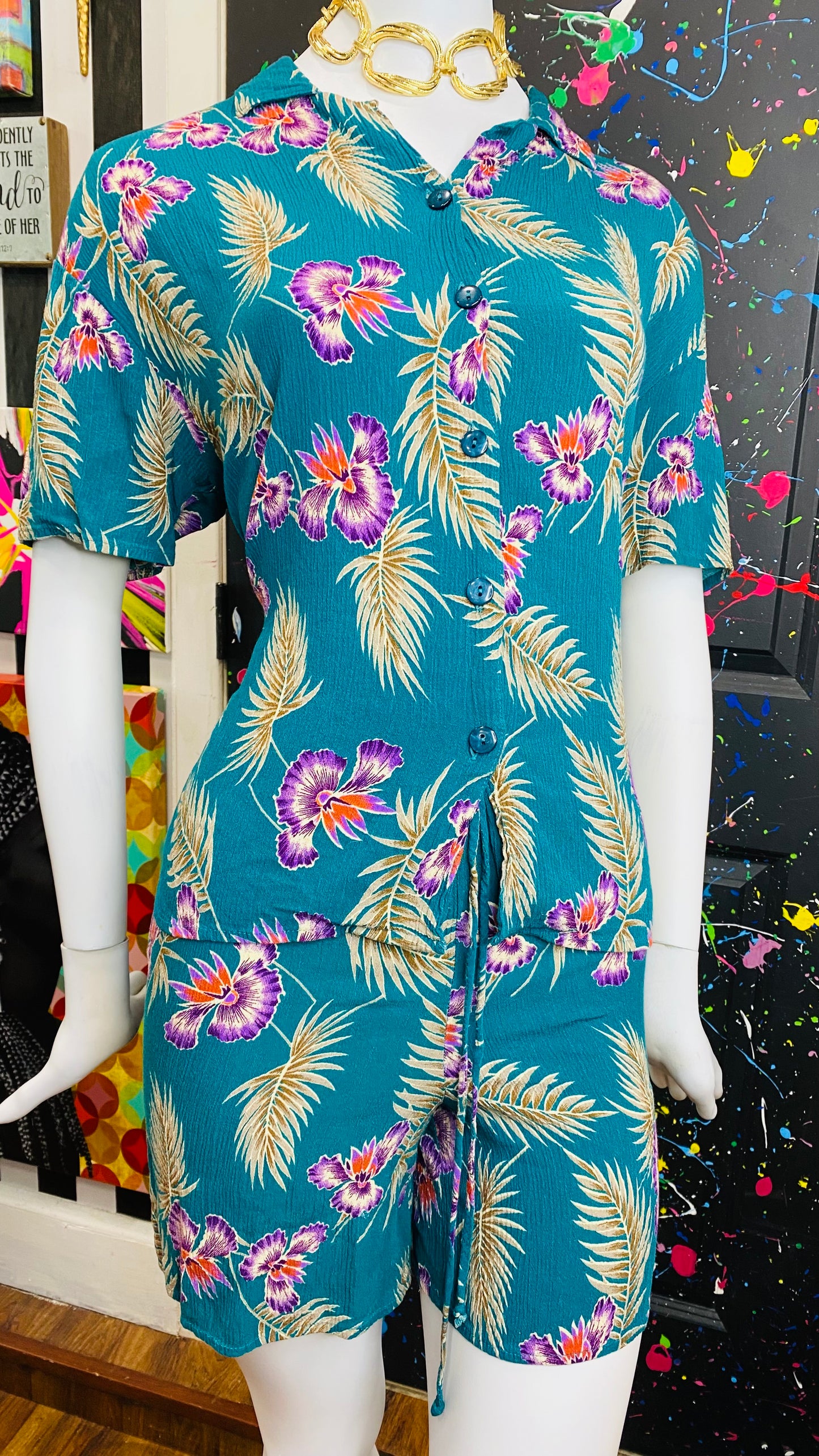 Vintage Tropical ‘California’ Shorts Set
