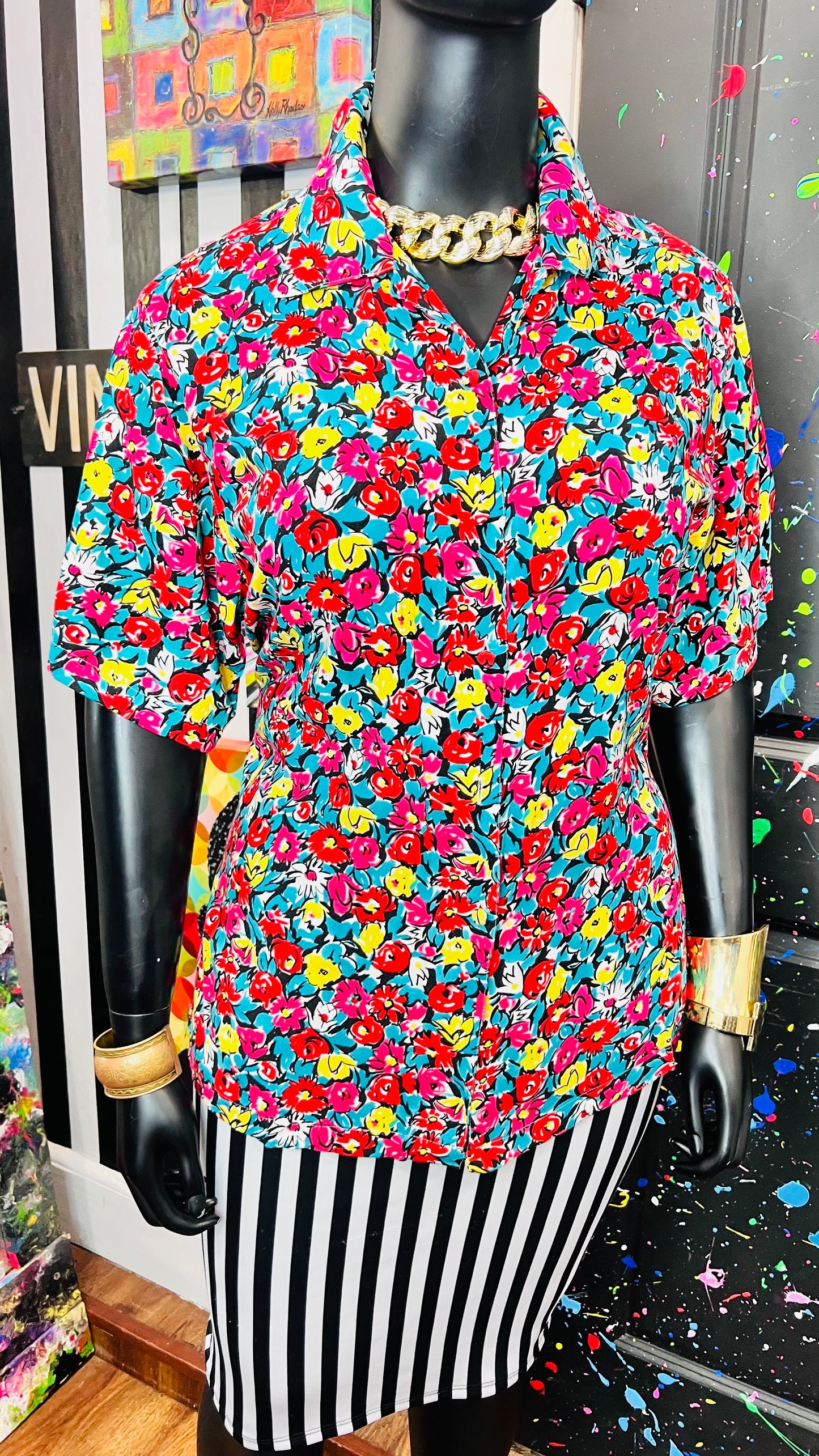 Vintage Bold Floral Blouse (16)