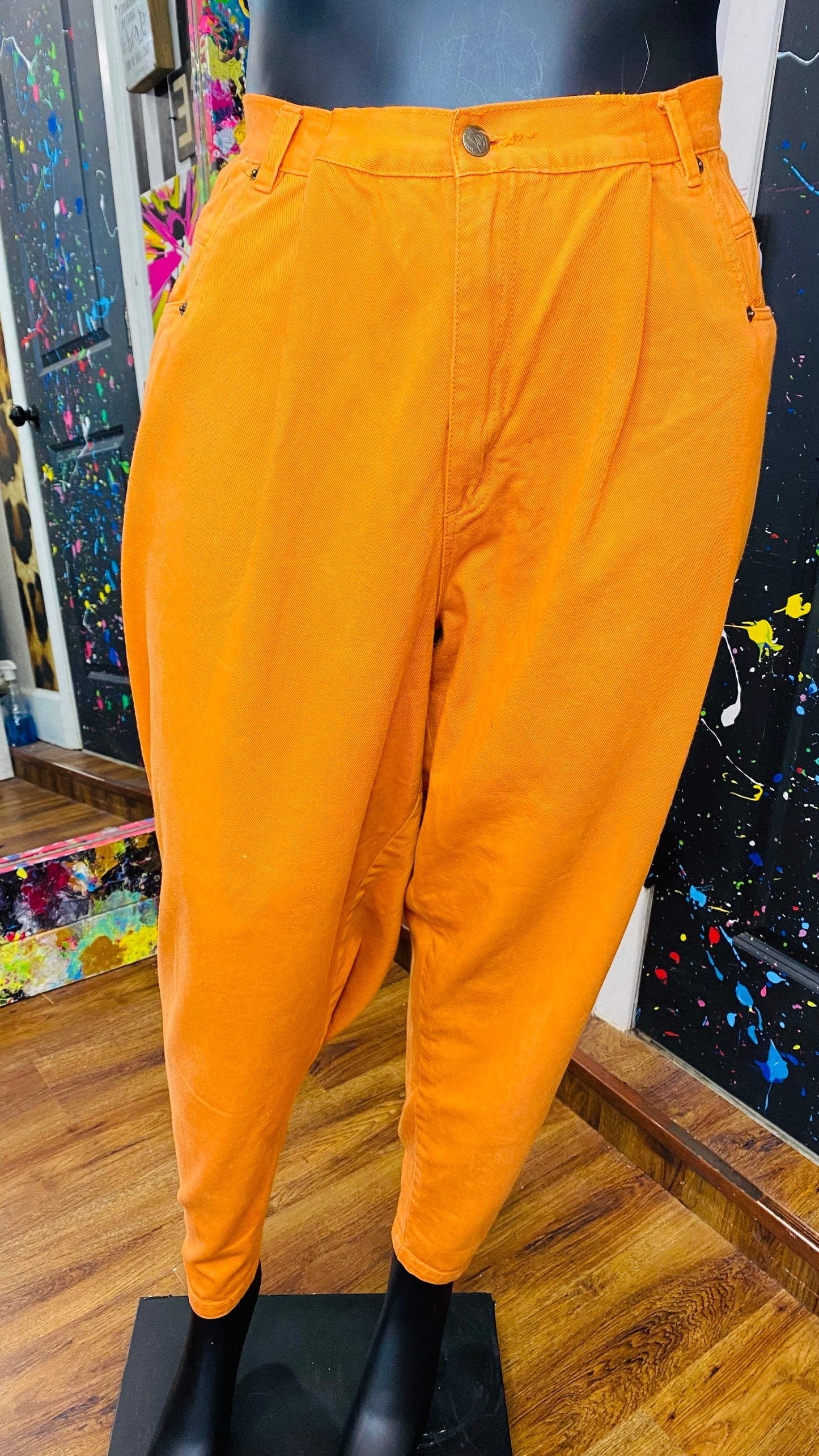 Vintage 90’s Red Denim Set- Orange Jeans & Denim Jacket (26W)