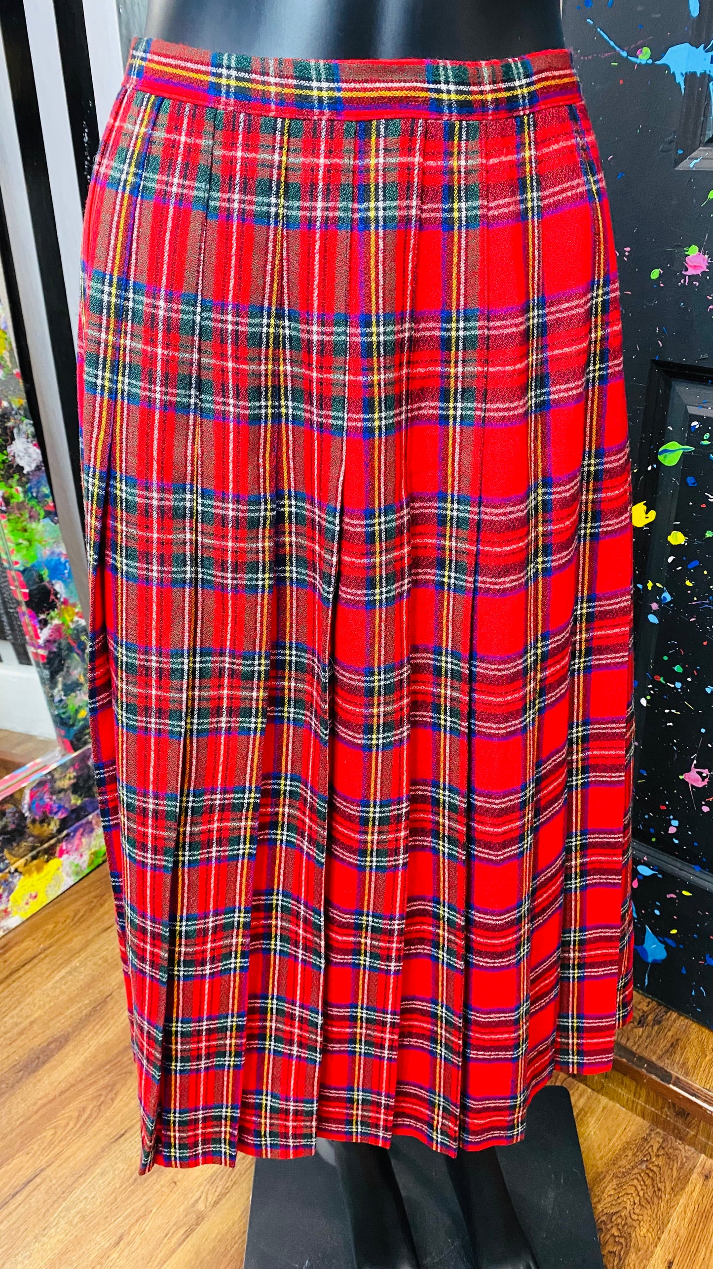 Vintage Pleated Plaid Skirt (12)