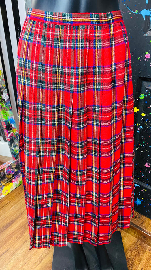 Vintage Pleated Plaid Skirt (12)